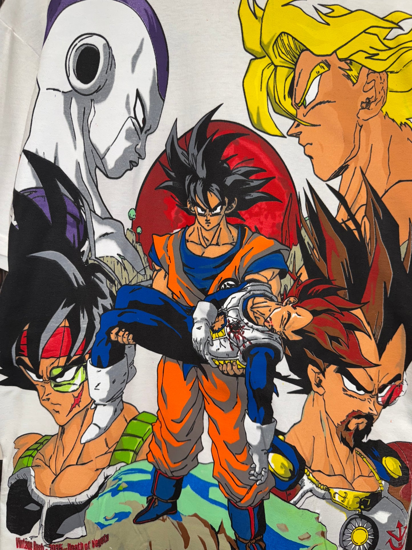 Vintage White tag -Front & Fathers Braw Vegeta’s Death l Back