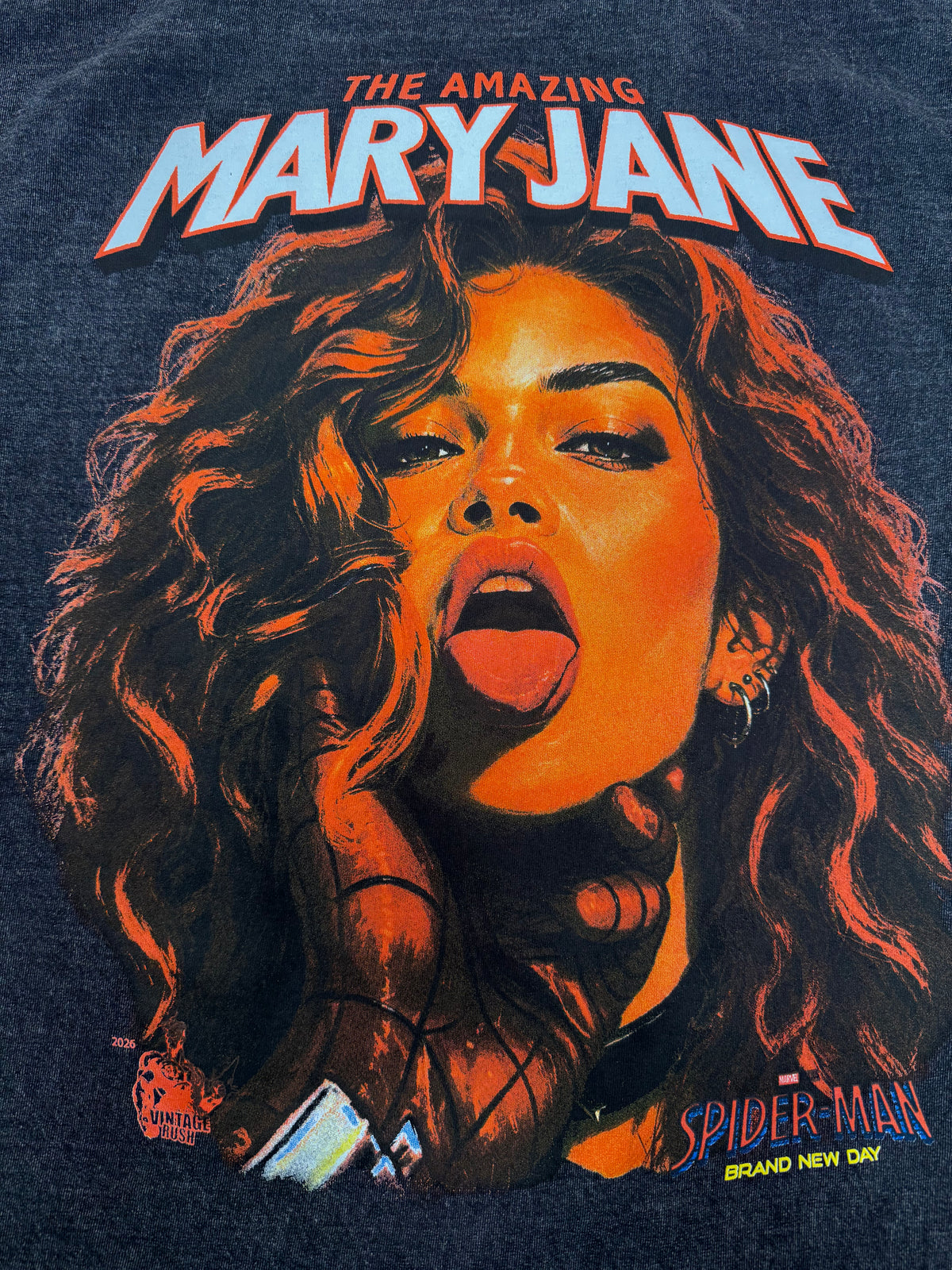 Black Acid Wash - Black Cat Front - Mary Jane Back Shirt