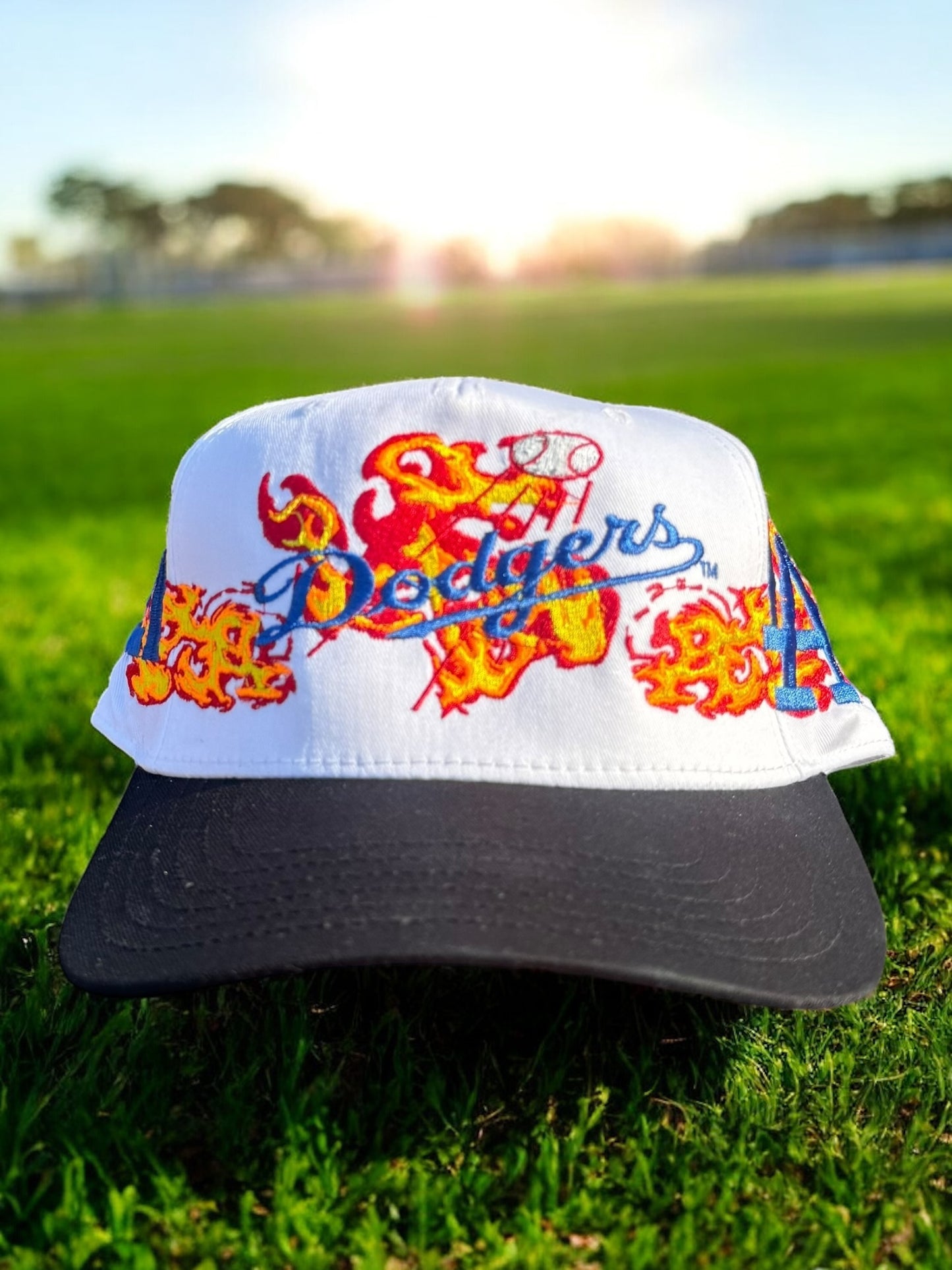 White / black brim- Dodger Flame Hat