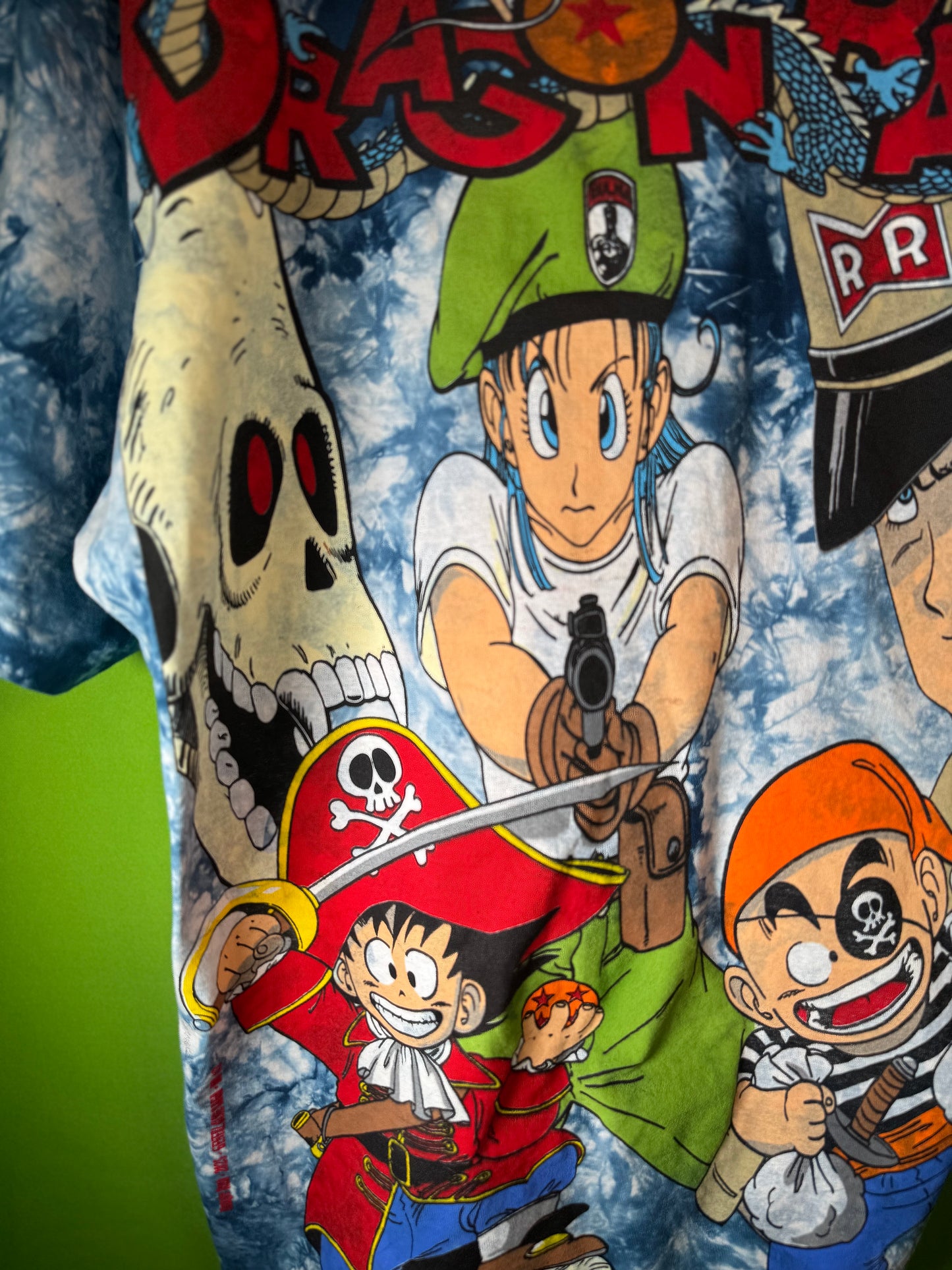Blue tie dye- Muscle Tower front - Pirates Back