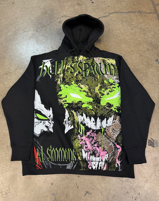 Black HOODIE - Big Face Front & Spawn Rocks Back