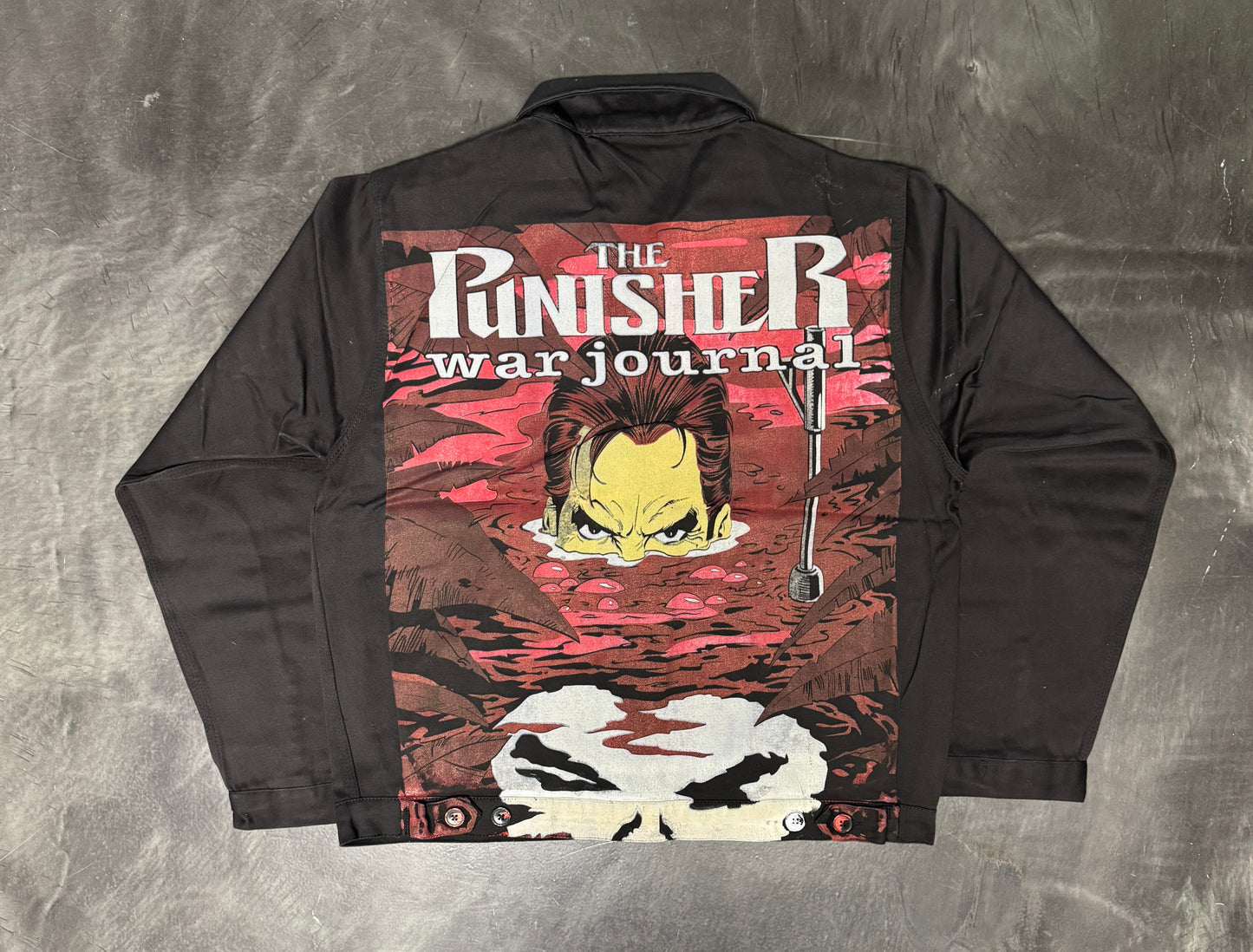 (Black Friday)-XL-Black Zip Up-Punisher Nam Flash Back Front