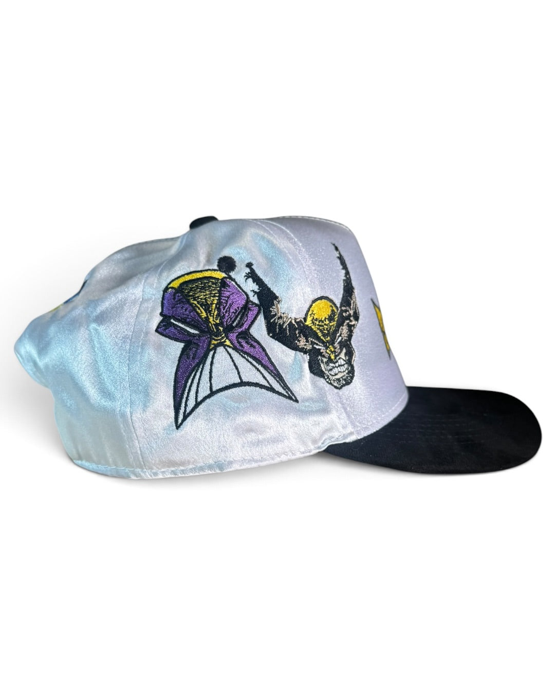 White Satin with Black Suede Brim - Kieth Edition