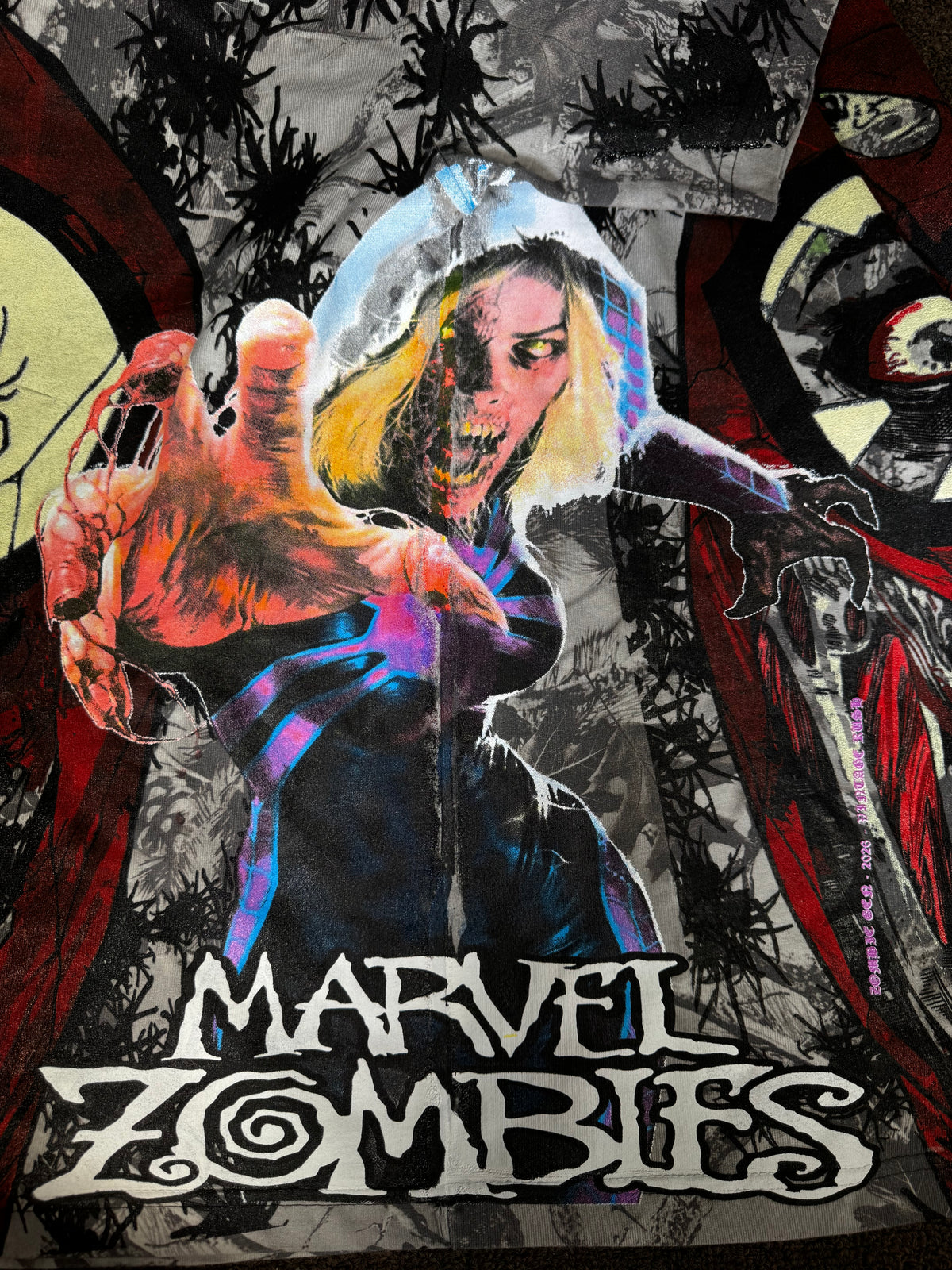 Camo - Zombie Spiderman Front and Back - Marvel Zombies Side - 360 Shirt