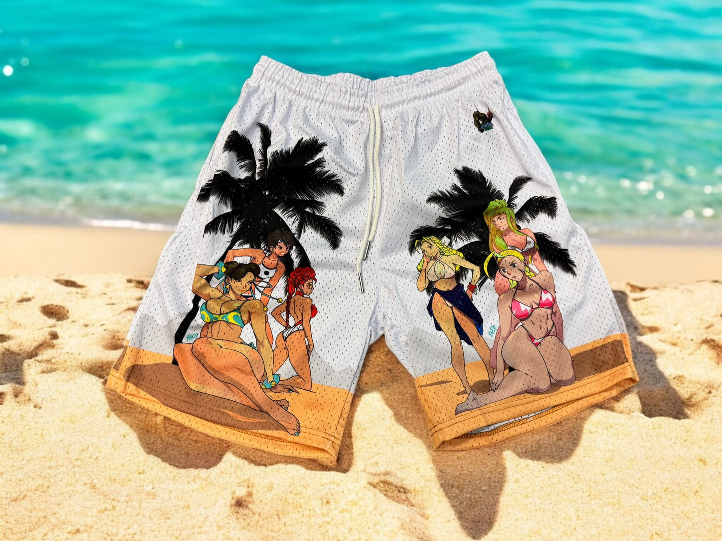 White - beach street figher shorts