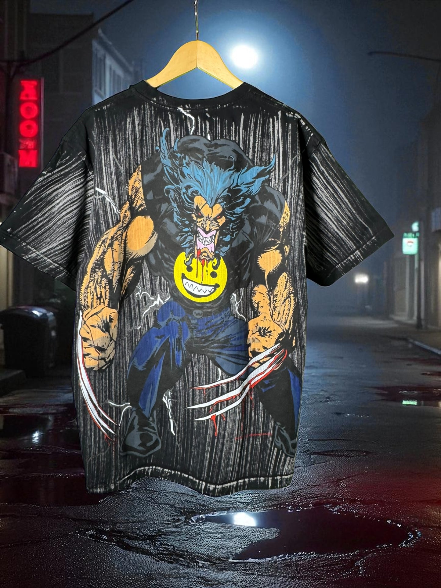 Black Pin stripe - front Big head Wolverine & Berserker Smile Wolverine