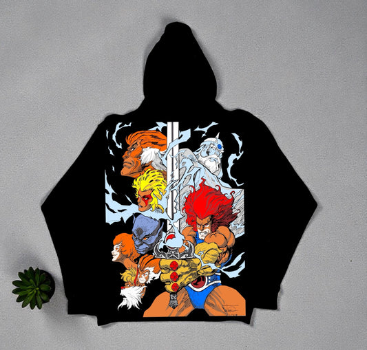 Black HOODIE -  Thunder cats Ho! Front & Lionel back