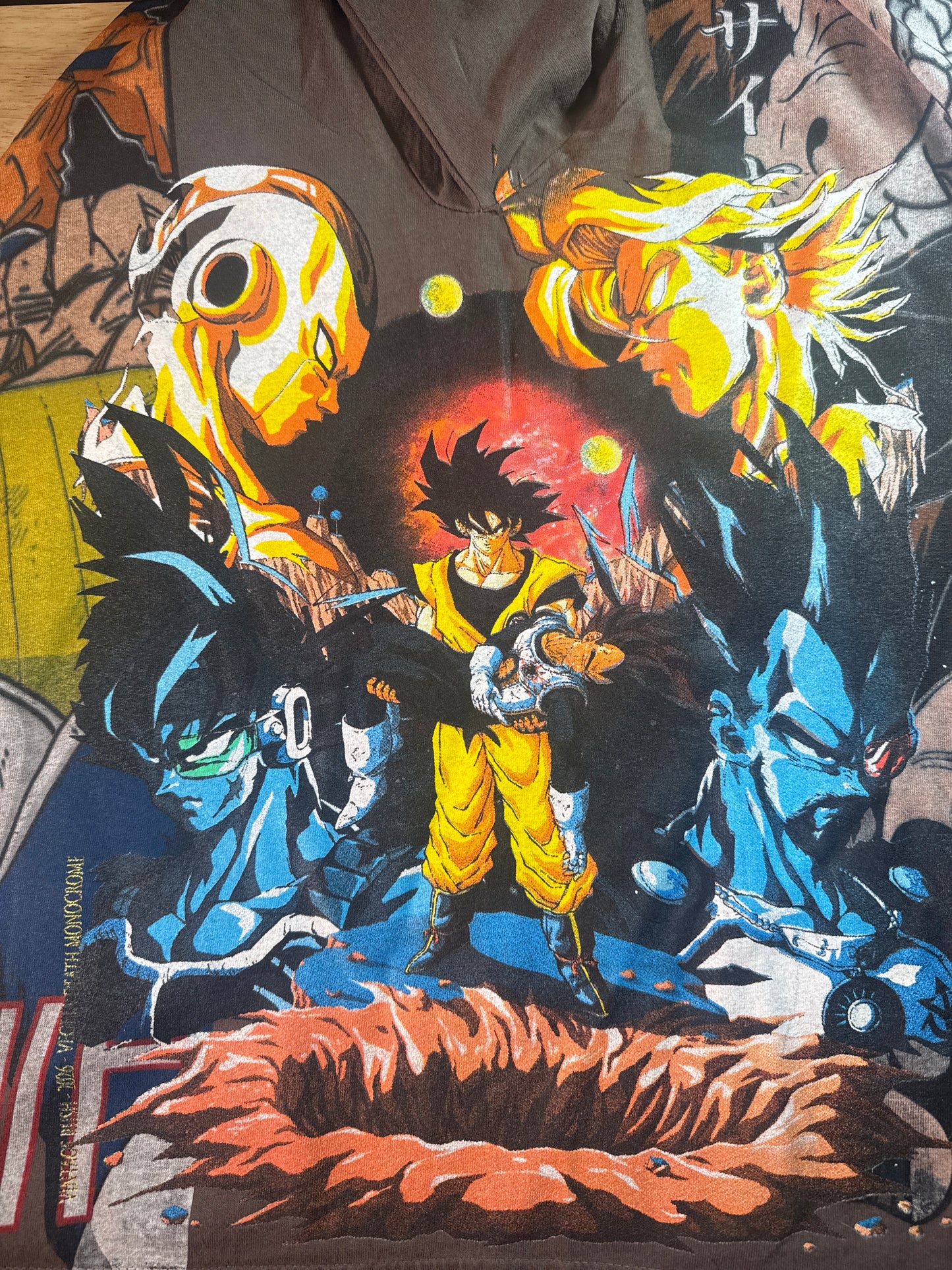 Brown - Vegeta’s Death Monochrome Sides - Gohan I hate Saiyan Front - Over 9000 Vegeta - 360 Shirt