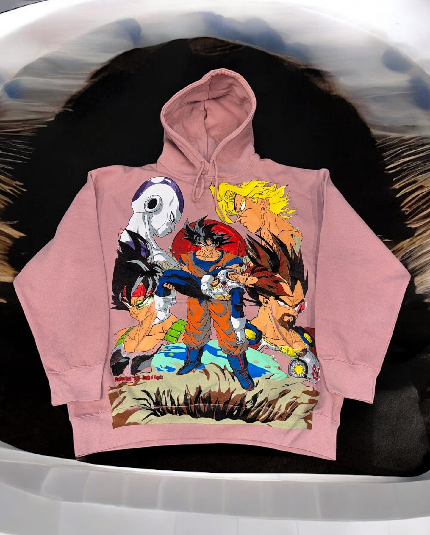 Pink HOODIE - Vegeta death Front & fathers Brawl back
