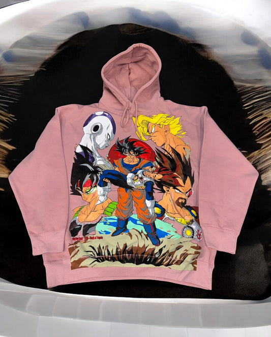 Pink HOODIE - Vegeta death  Front & fathers Brawl back