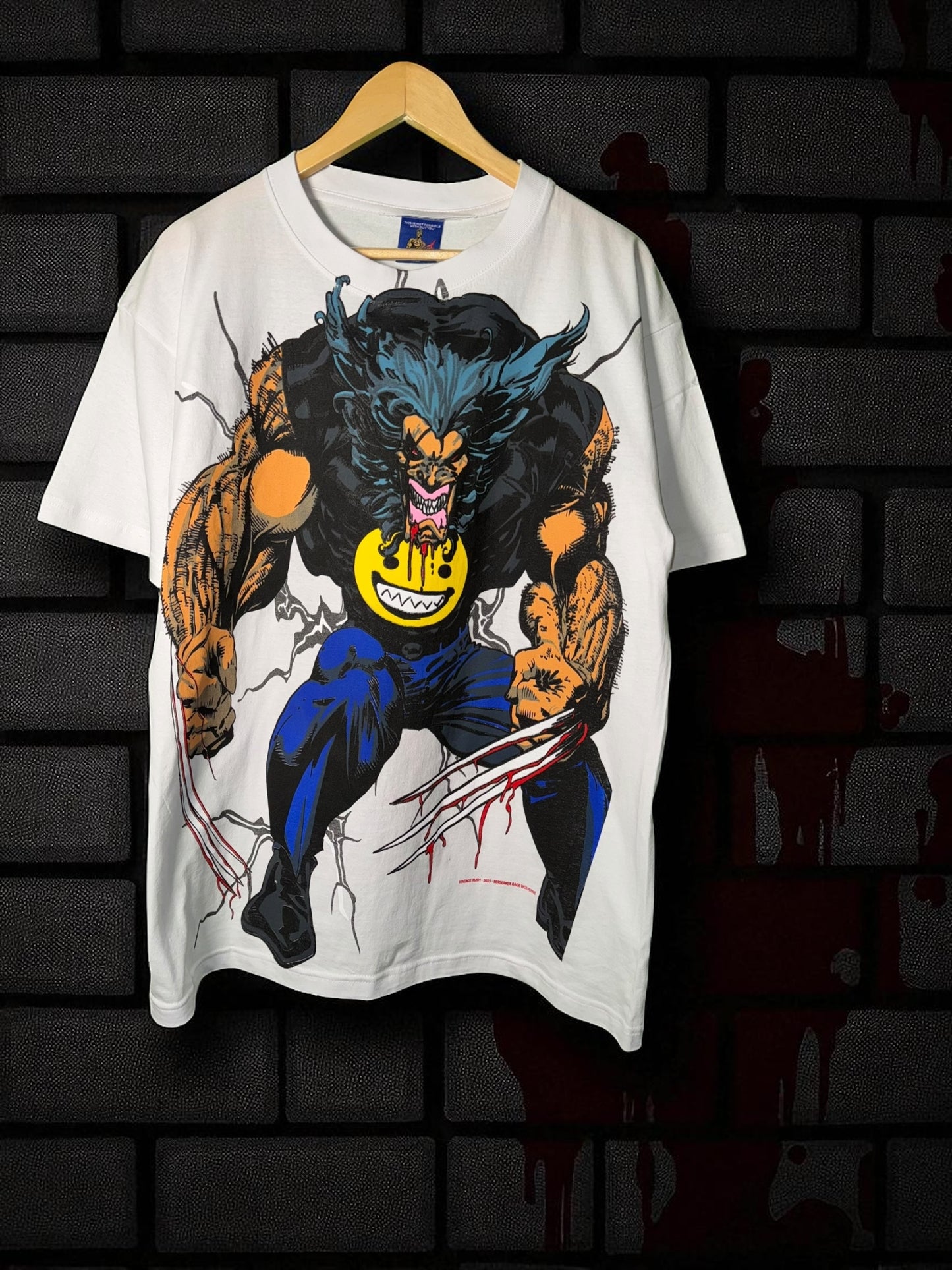 White- Berserker Smile Wolverine front & Back Big head Wolverine