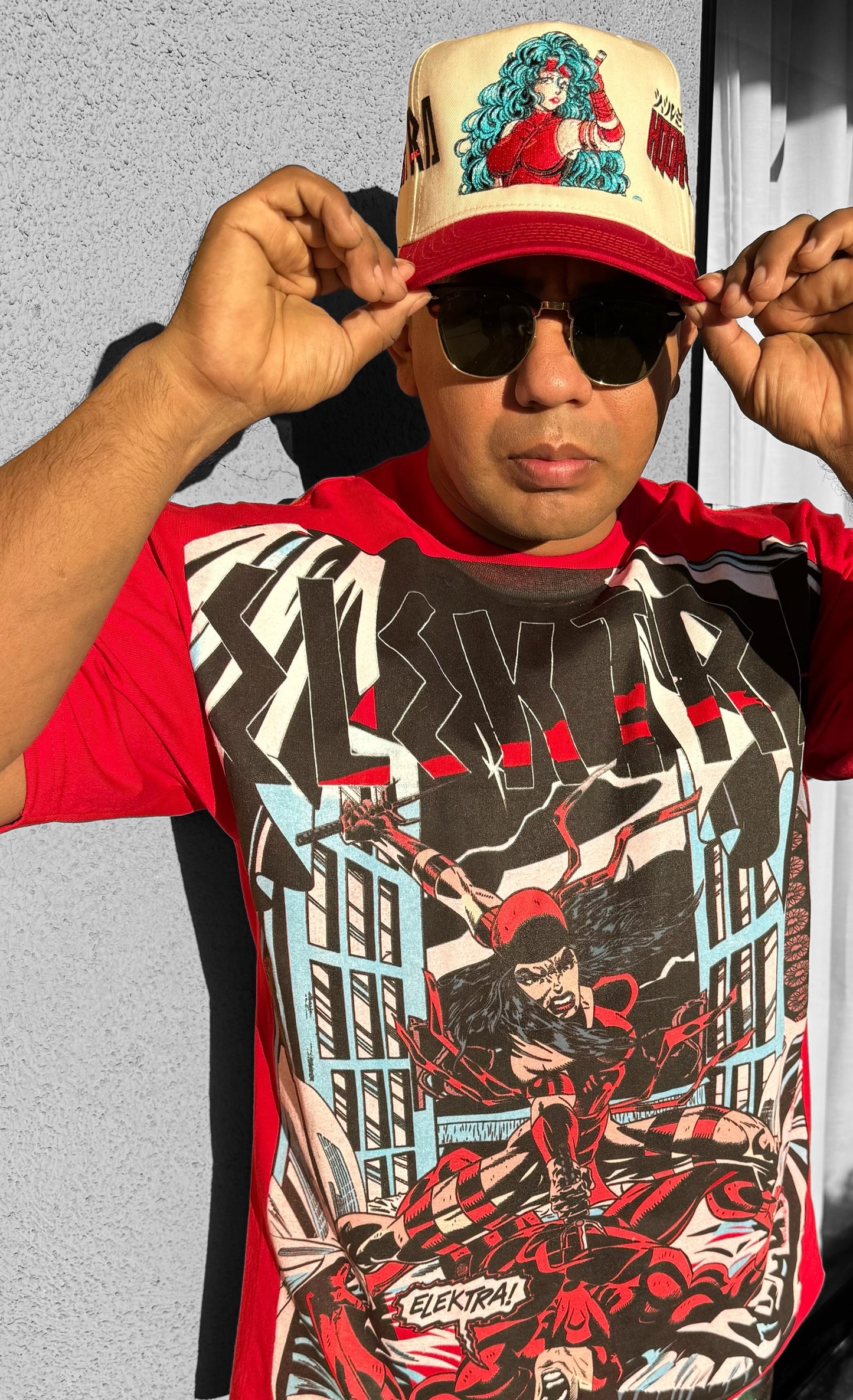 Tan & Red Hook ups Trucker - red ninja