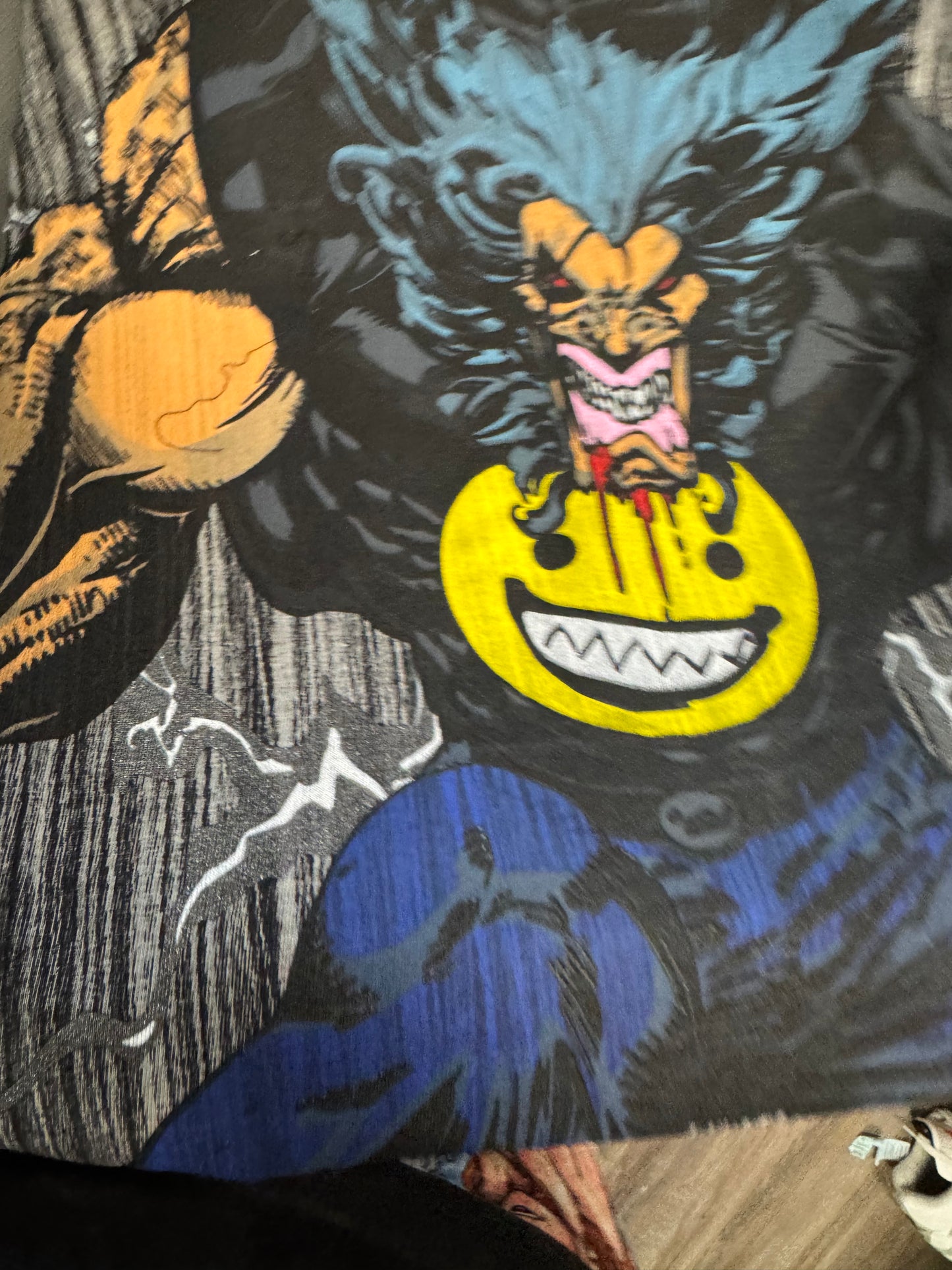 Black Pin stripe - Berserker Smile Wolverine front & Back Big head Wolverine