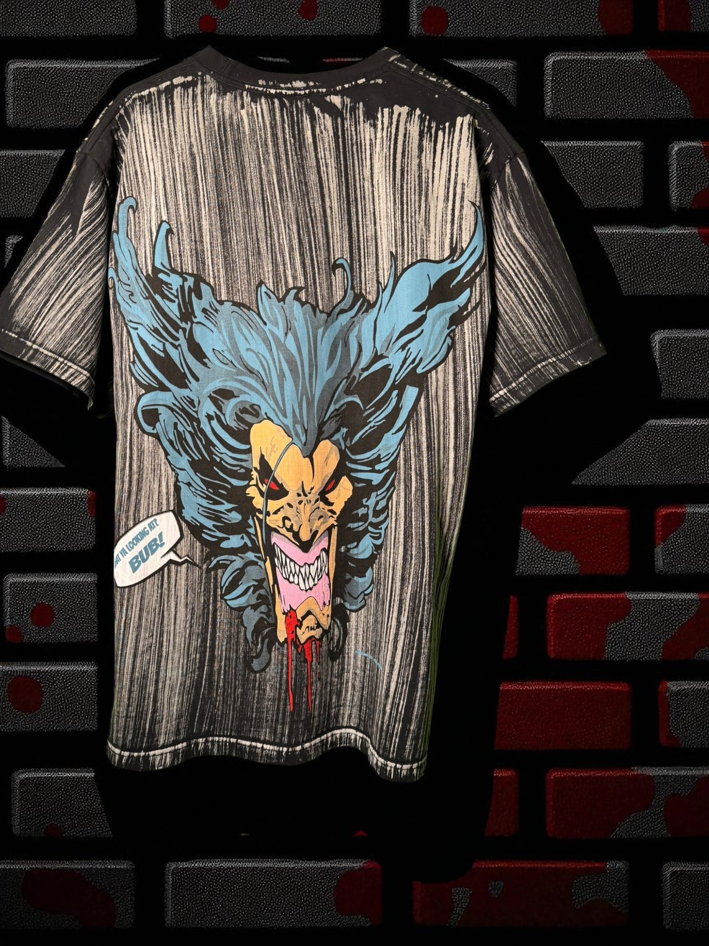 Black Pin stripe - Berserker Smile Wolverine front & Back Big head Wolverine