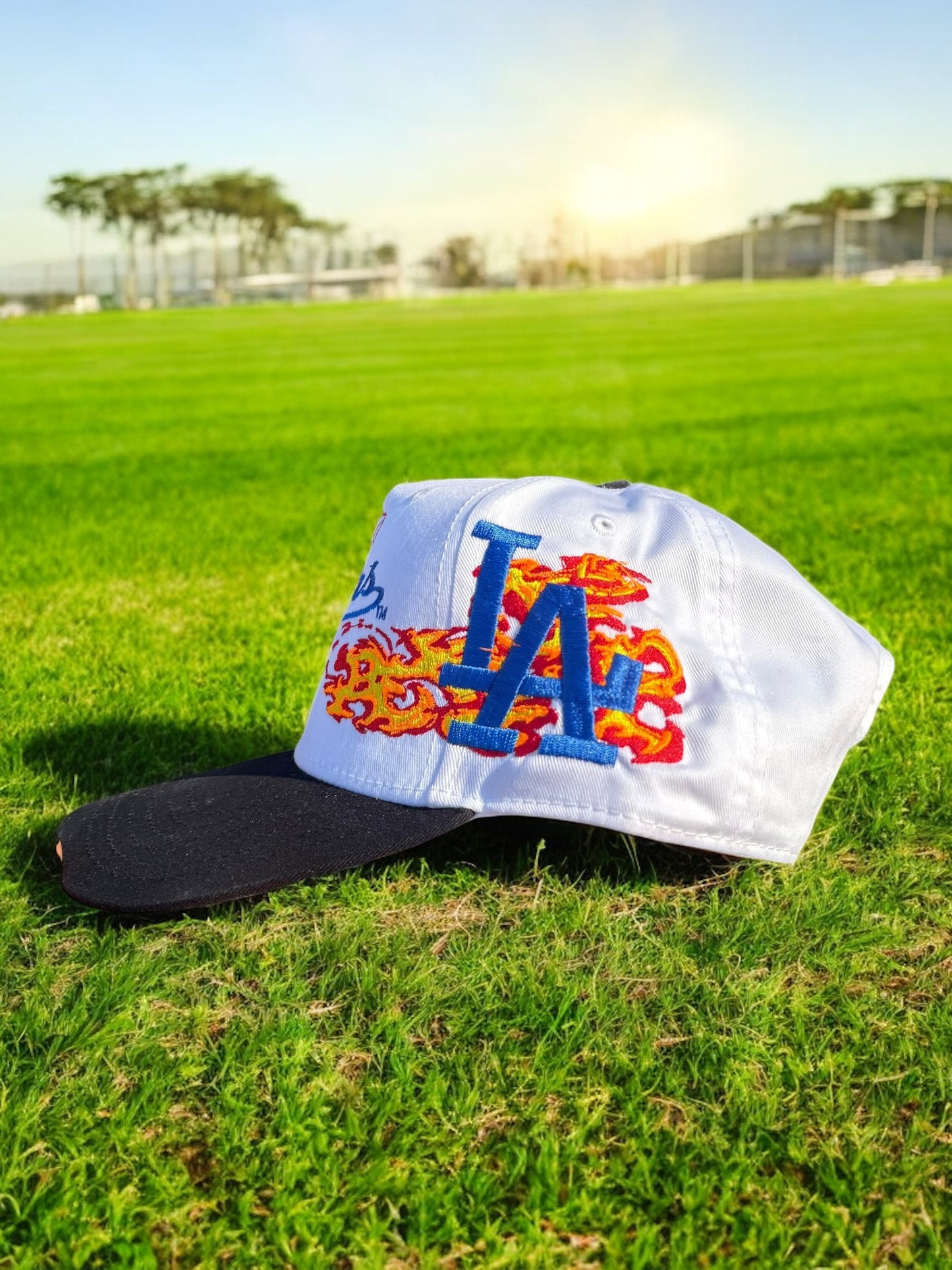 White / black brim- Dodger Flame Hat