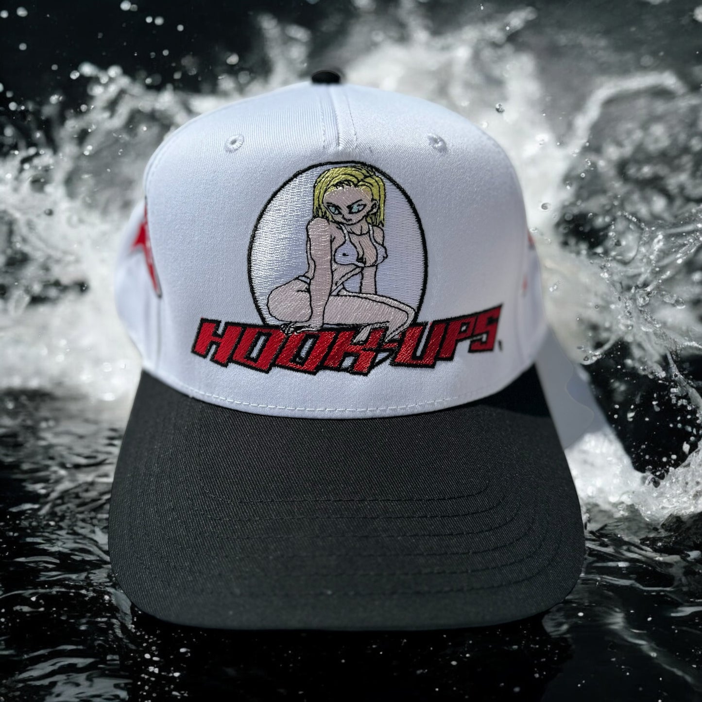 Black and white  Hat-  Hook ups Andriod 18