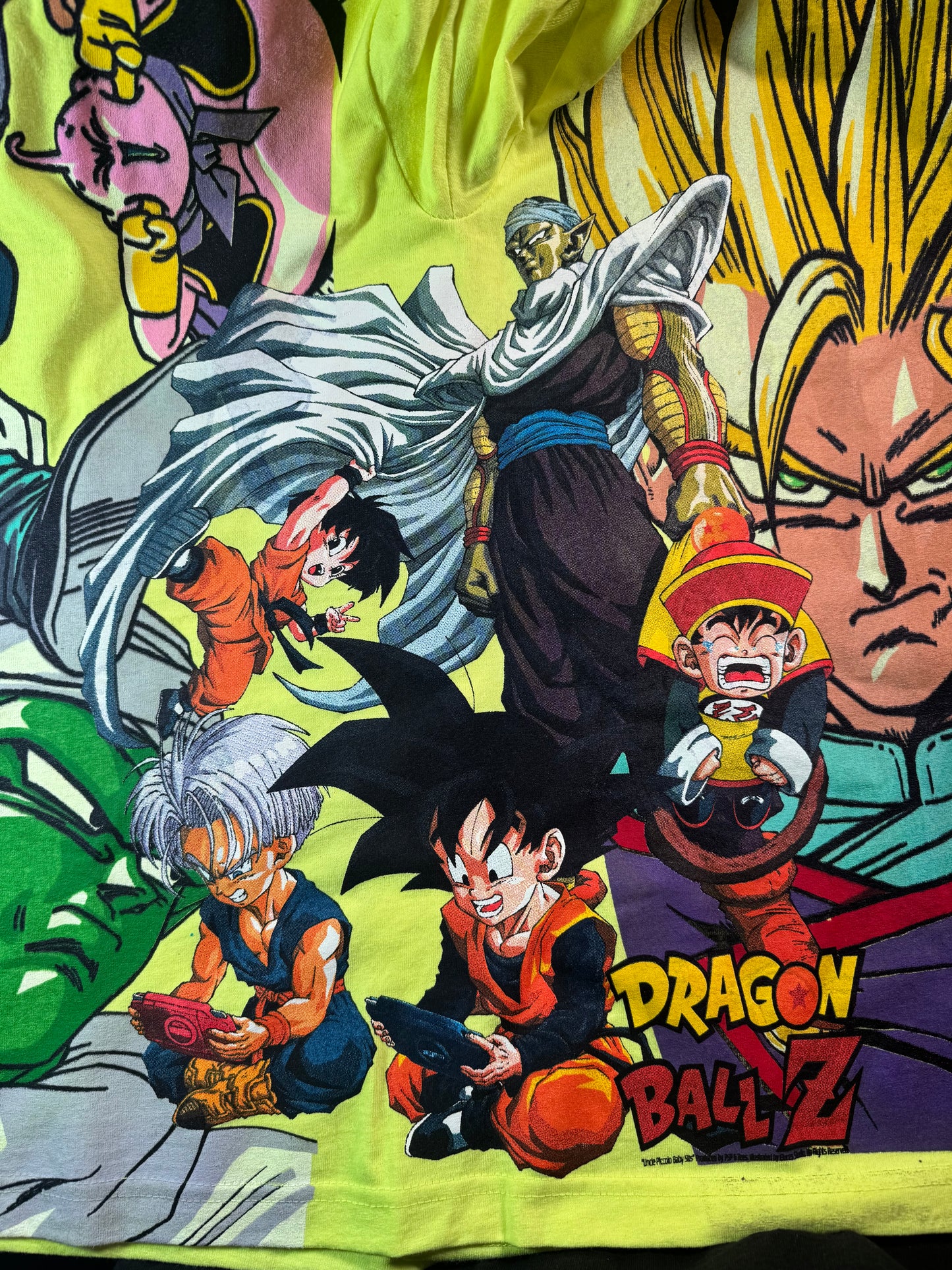 Neon Yellow - Gotenks Front - Gohan Back - Uncle Piccolo Babysits Sides - 360 Shirt