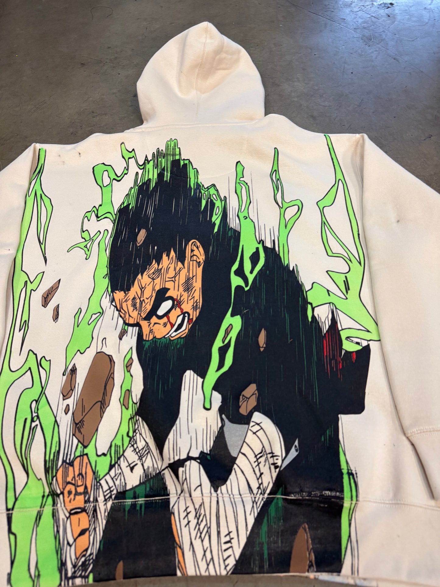 Cream HOODIE - Naruto Front & Rock Lee back