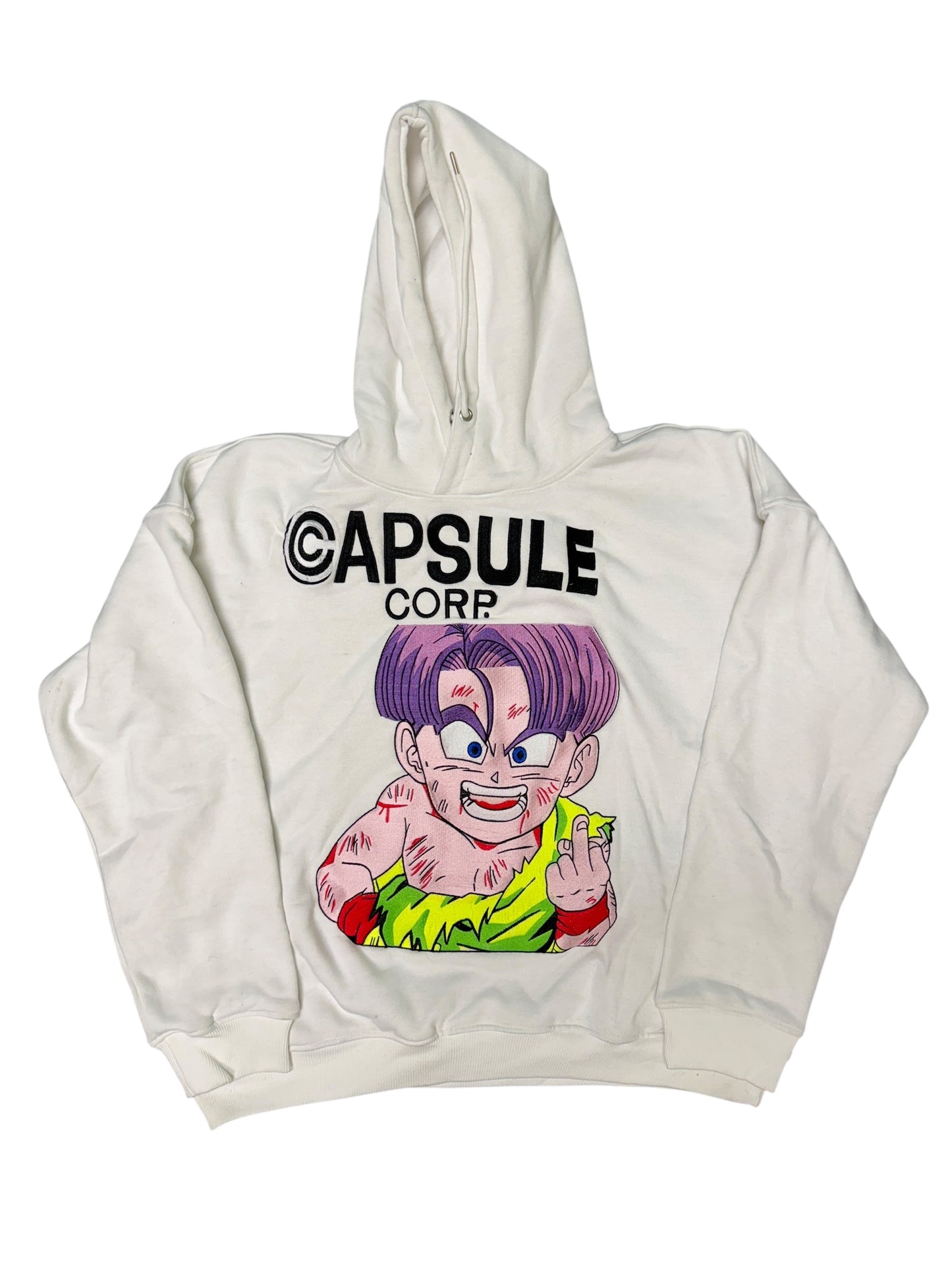 Large-White- Capsule Corp Kid Trunks Graphic Hoodie – Dragon Ball Z Inspired