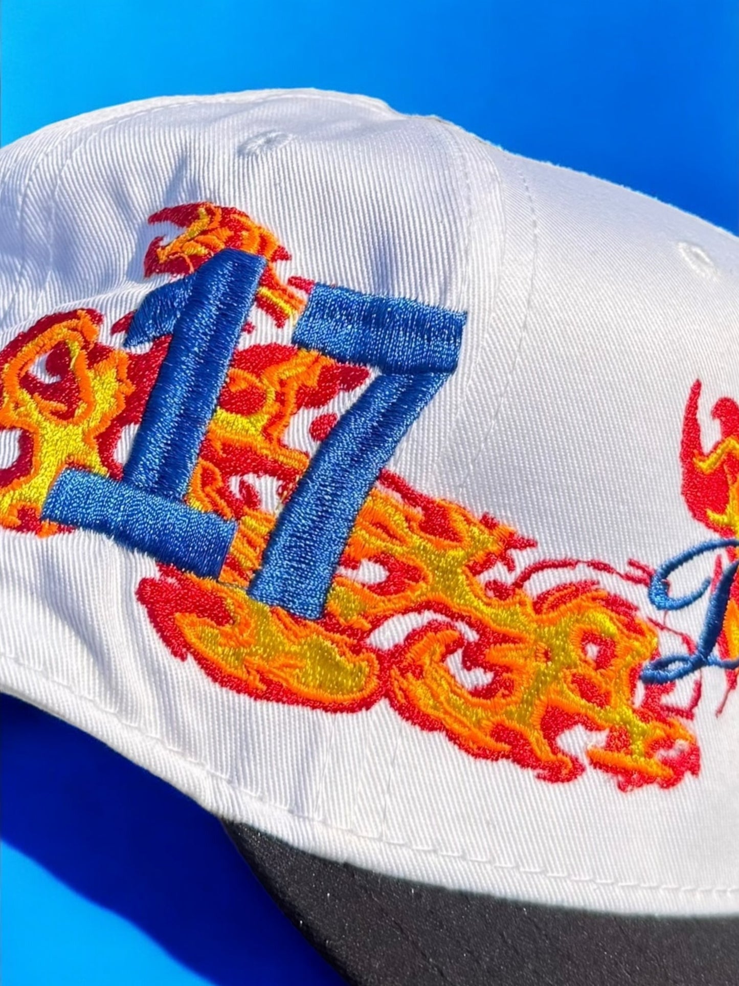 White / black brim- Dodger Flame Hat