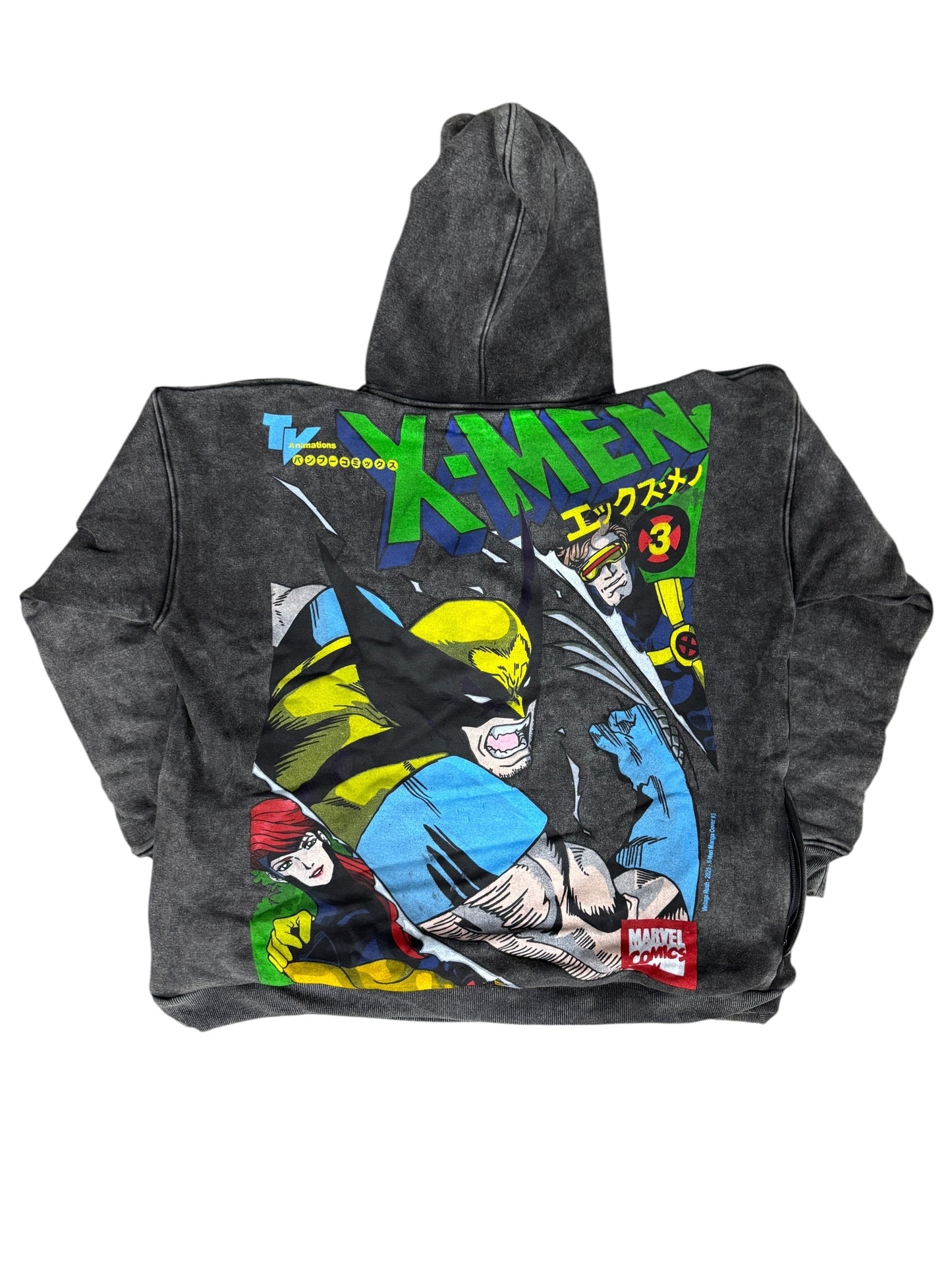 Black Acid Wash-large- Storm/Cable Hoodie