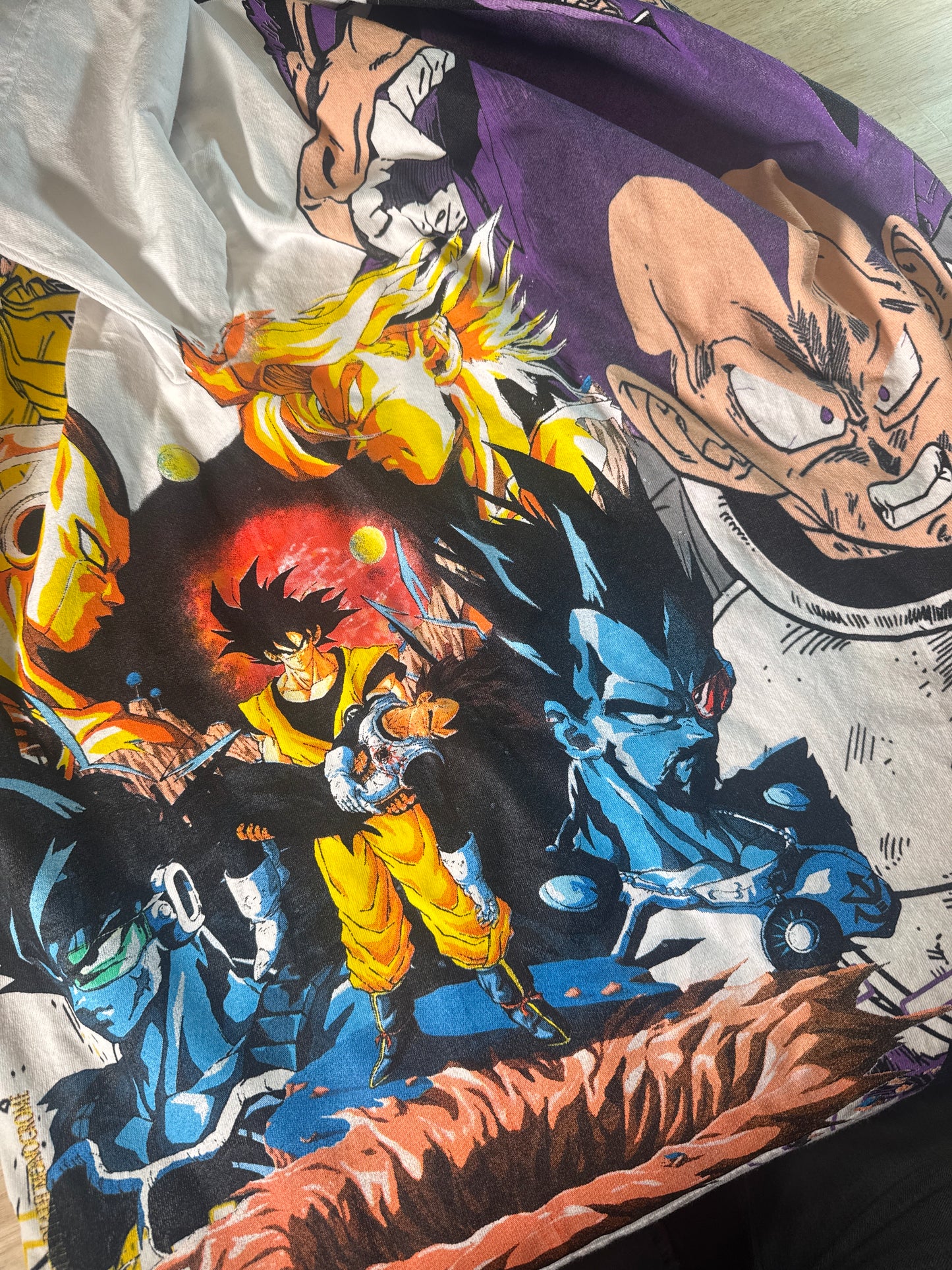 White - Vegeta’s Death Monochrome Sides - SSJ 3 Vegeta Front - Ultra Ego Vegeta Back - 360 Shirt