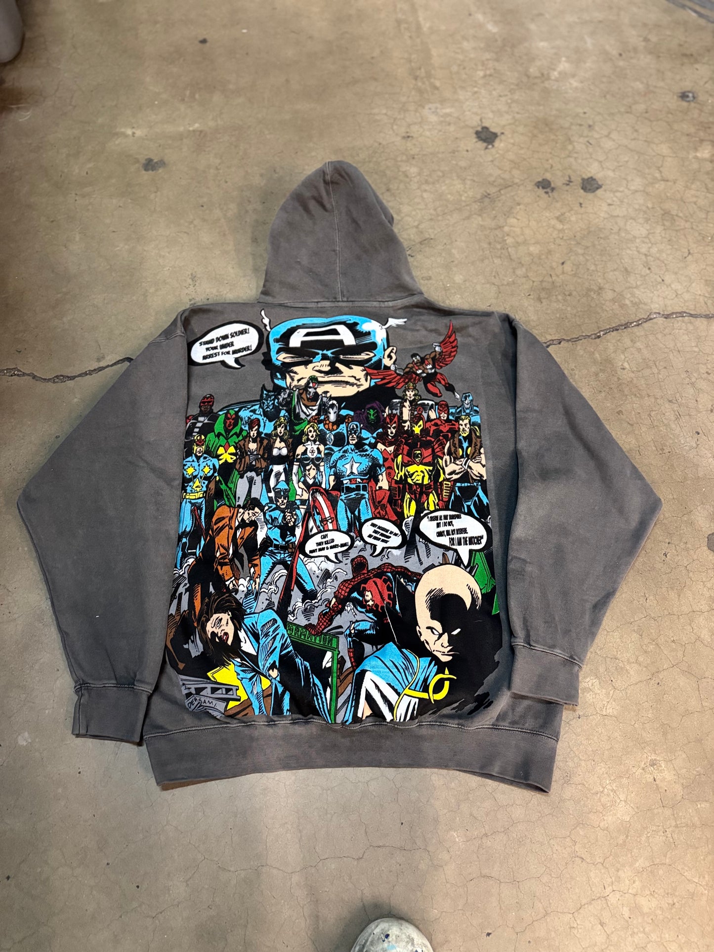 1of2 Faded Hoodie - What If Front & Stand Down Solider Backpack
