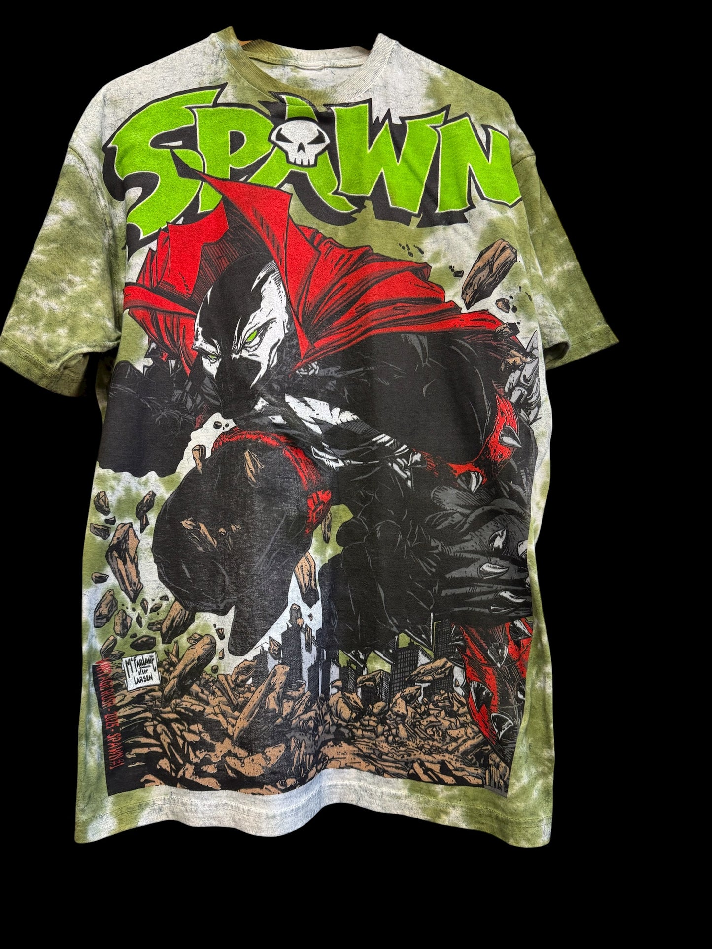 Green Tie Dye - Big face & Spawn Rocks! Back