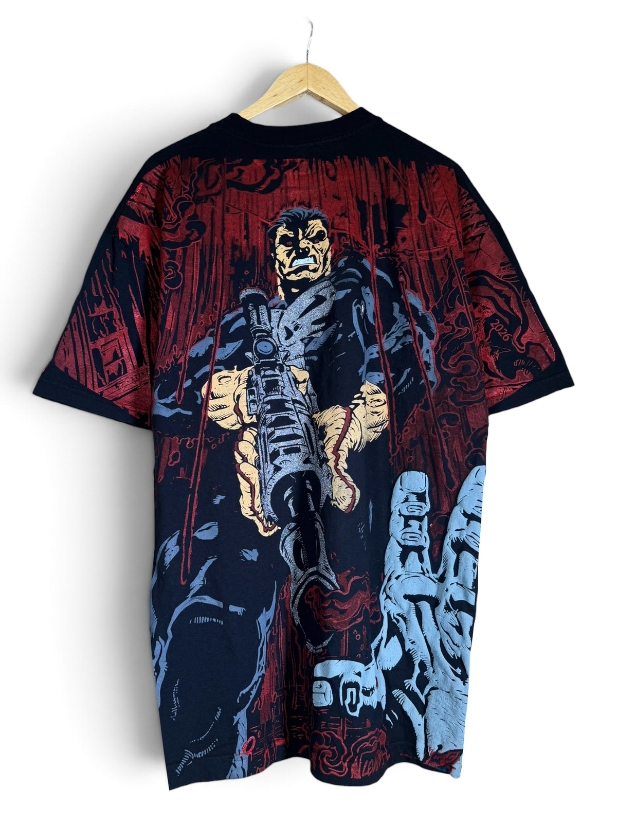 Black - Bloody Rain Punisher vs Gray Hulk Front and Back Mega Print