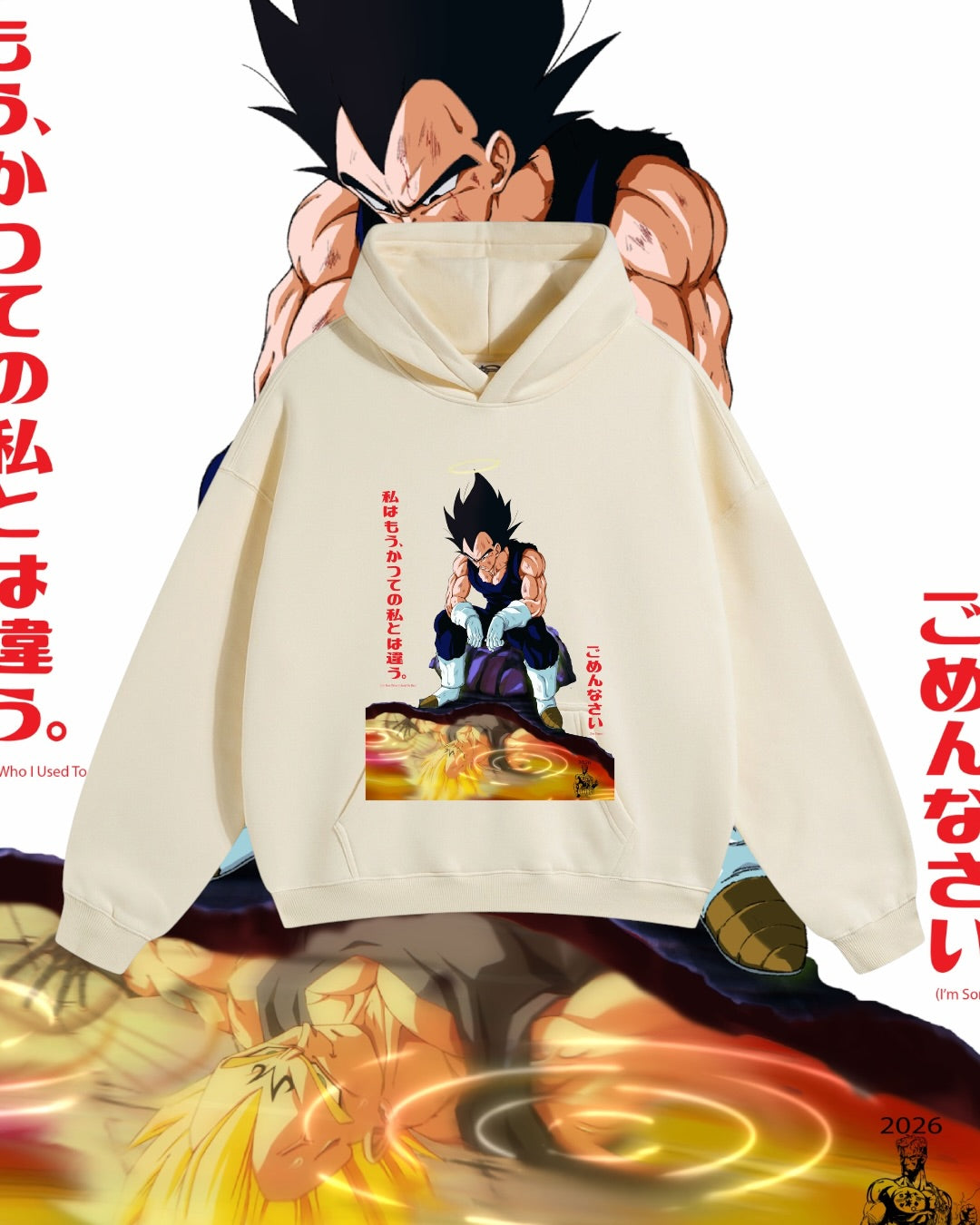 Cream Hoodie -  Vegeta I’m Sorry