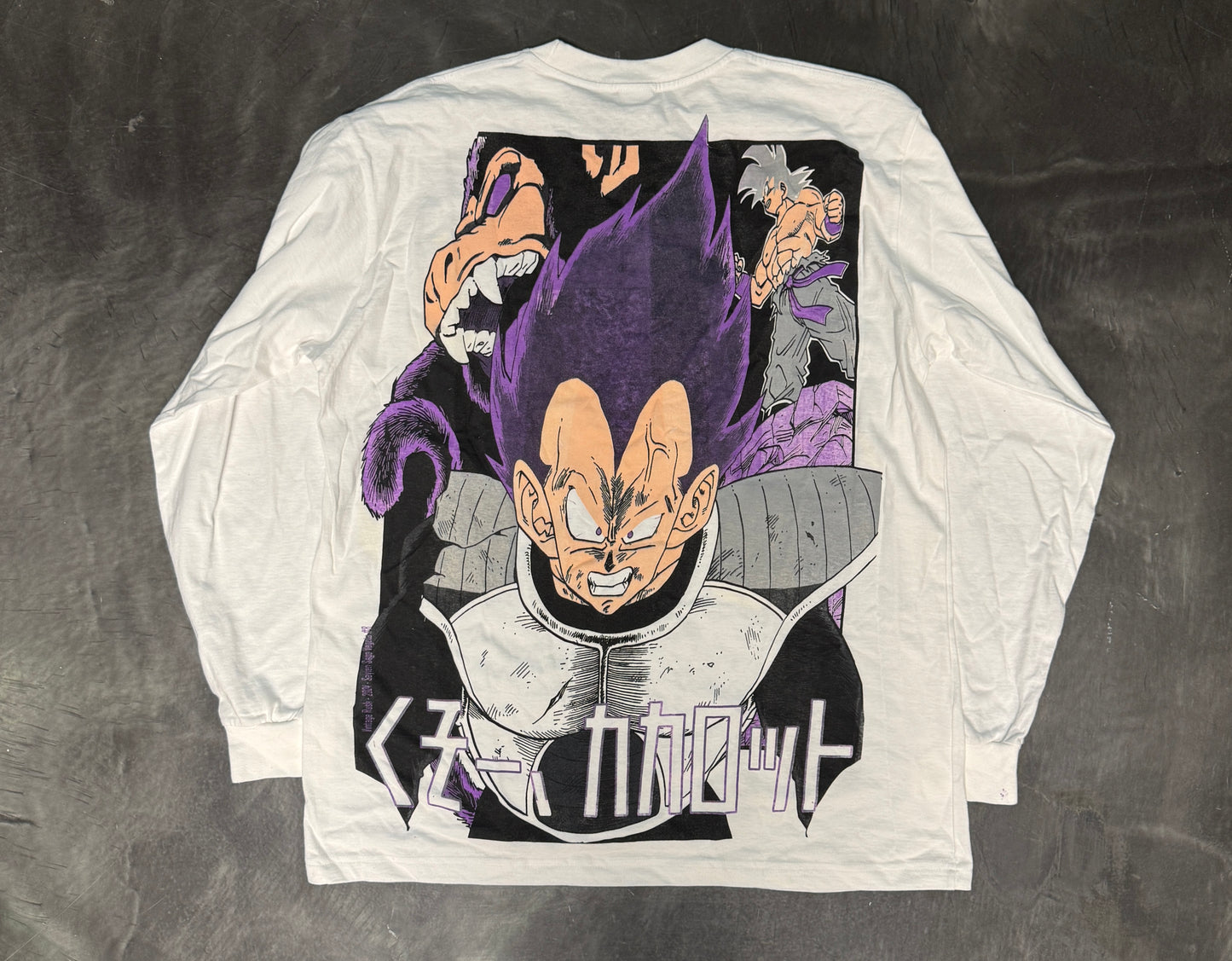 (Black Friday) (Imperfections)-White Long Sleeve-XL- Vegeta’s Fury Sayain Front/Ultra Ego Back