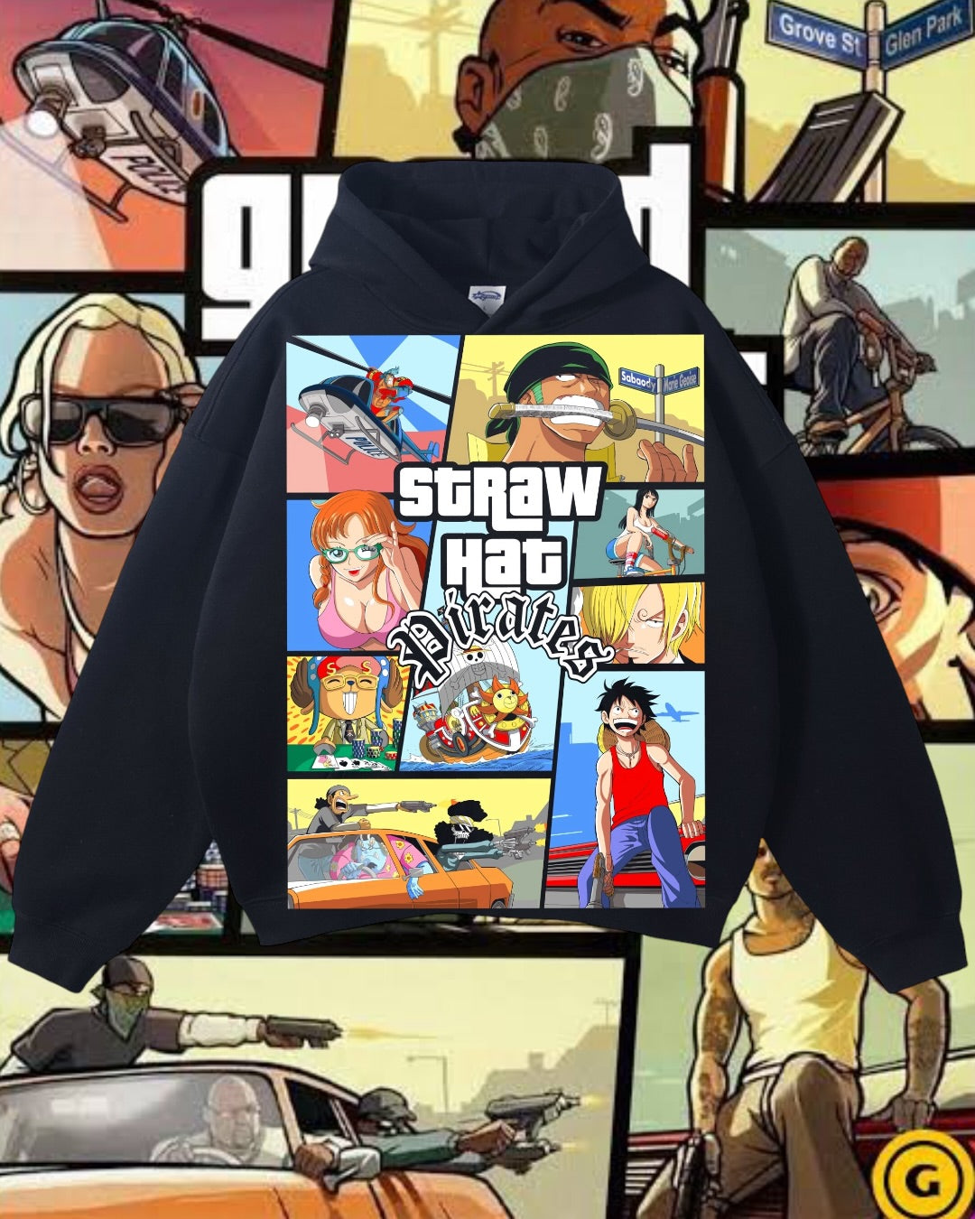 Black Hoodies - One Piece GTA Cover Front - Back Cover