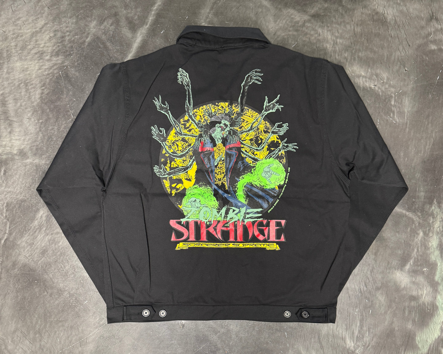 (Black Friday) XL- Black- Marvel Zombie embroidered front/Zombie Strange screen printed Back