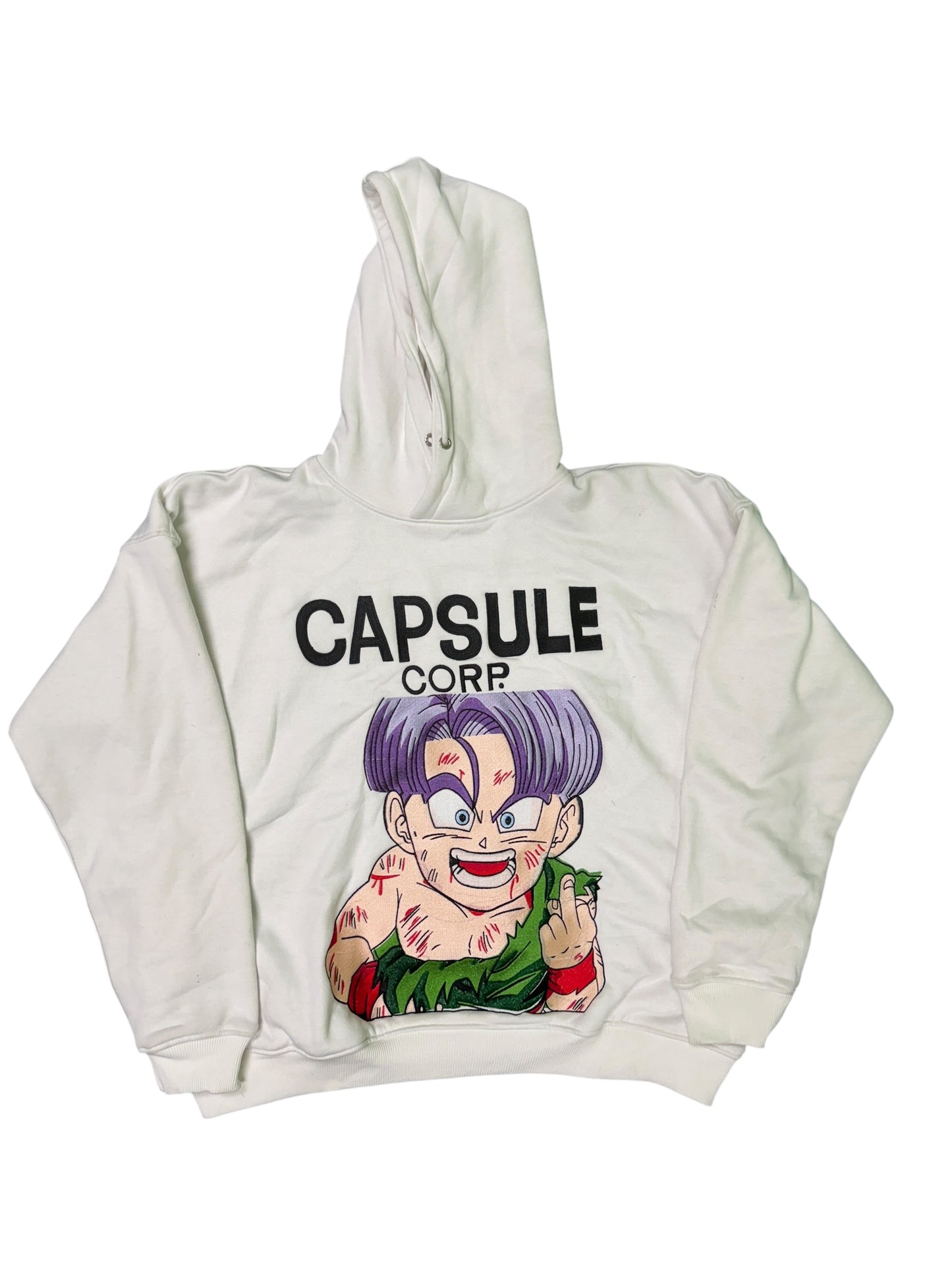 Large-White Capsule Corp Kid Trunks Graphic Hoodie – Dragon Ball Z Inspired