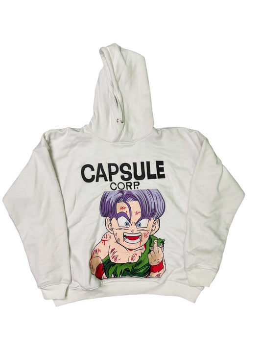 Large-White Capsule Corp Kid Trunks Graphic Hoodie – Dragon Ball Z Inspired