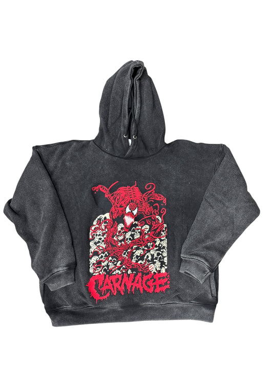 Black Acid Wash-Medium- Carnage Hoodie
