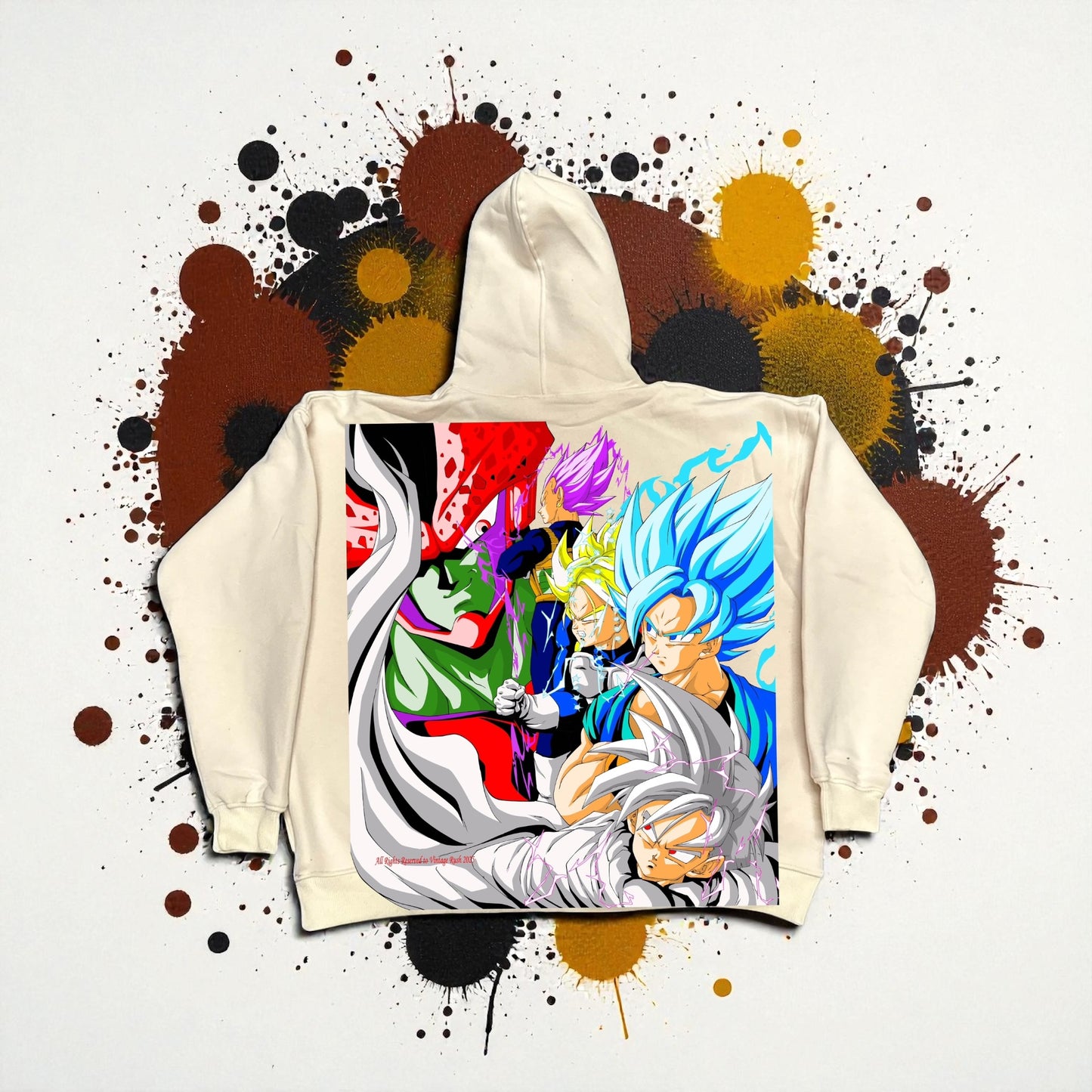 Cream Hoodie - Gohan Breaking point Front & Cell Games Variant back