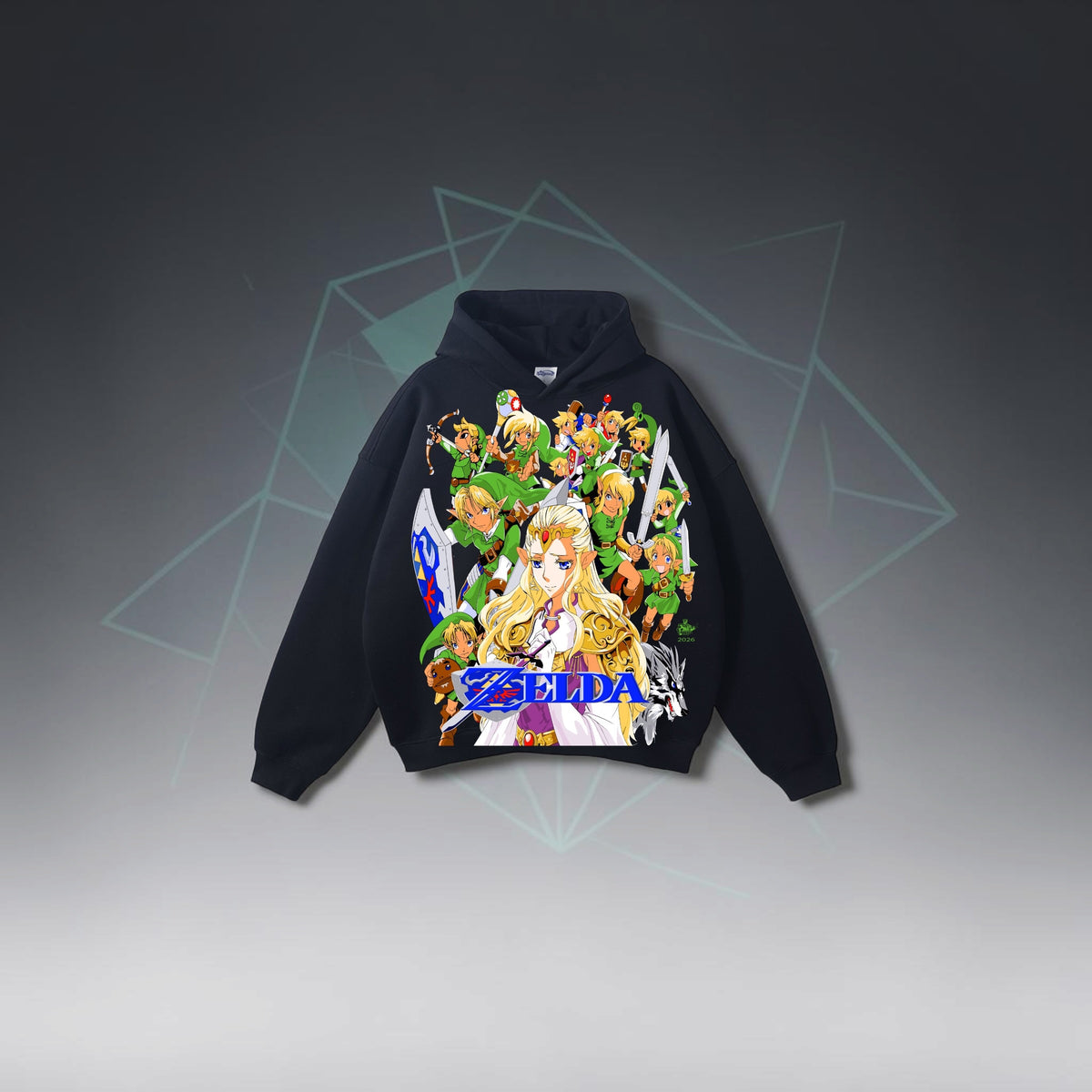 Black Hoodie - Zelda front & Link Sword back