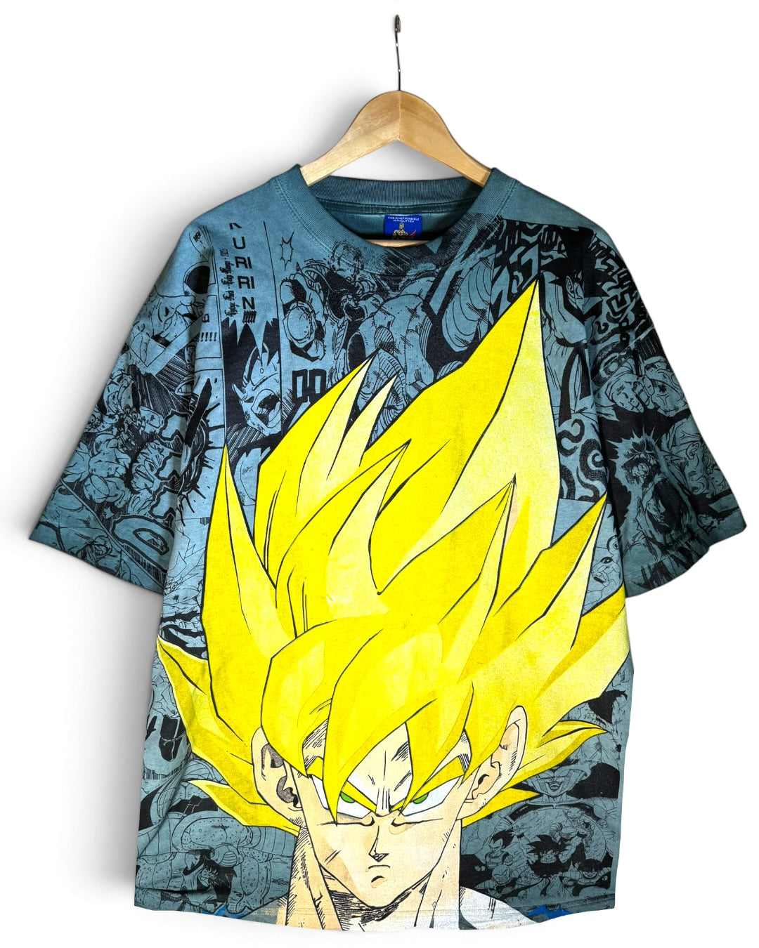 Teal Oil Wash - Goku Manga Panels Mega Print - Shirt