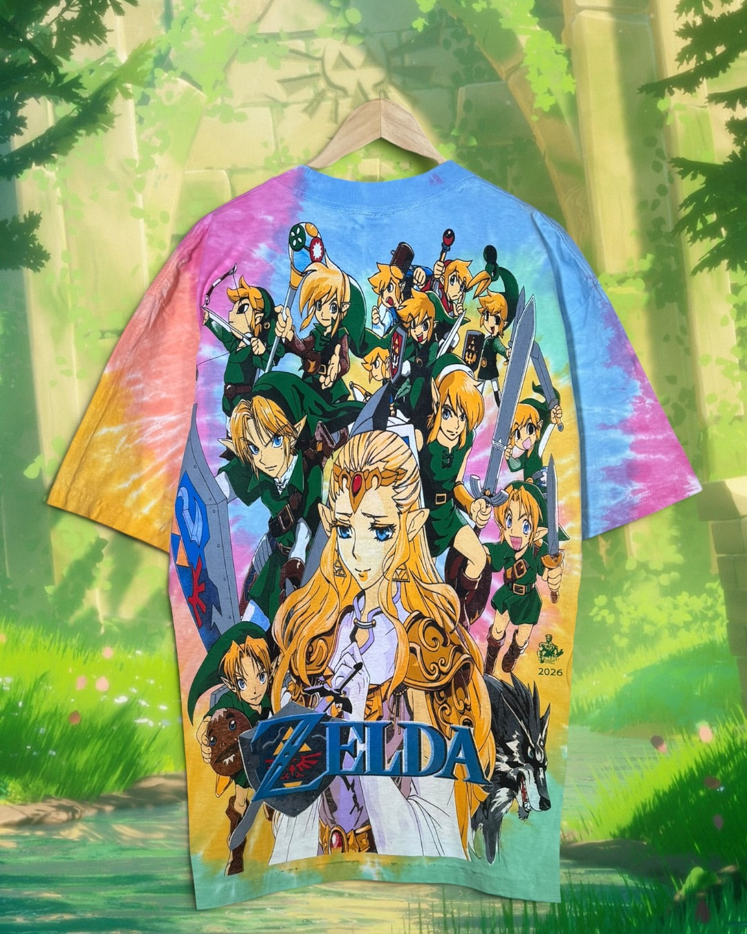 Sherbet Tie Dye - Master Sword Front - Links Back - Shirt