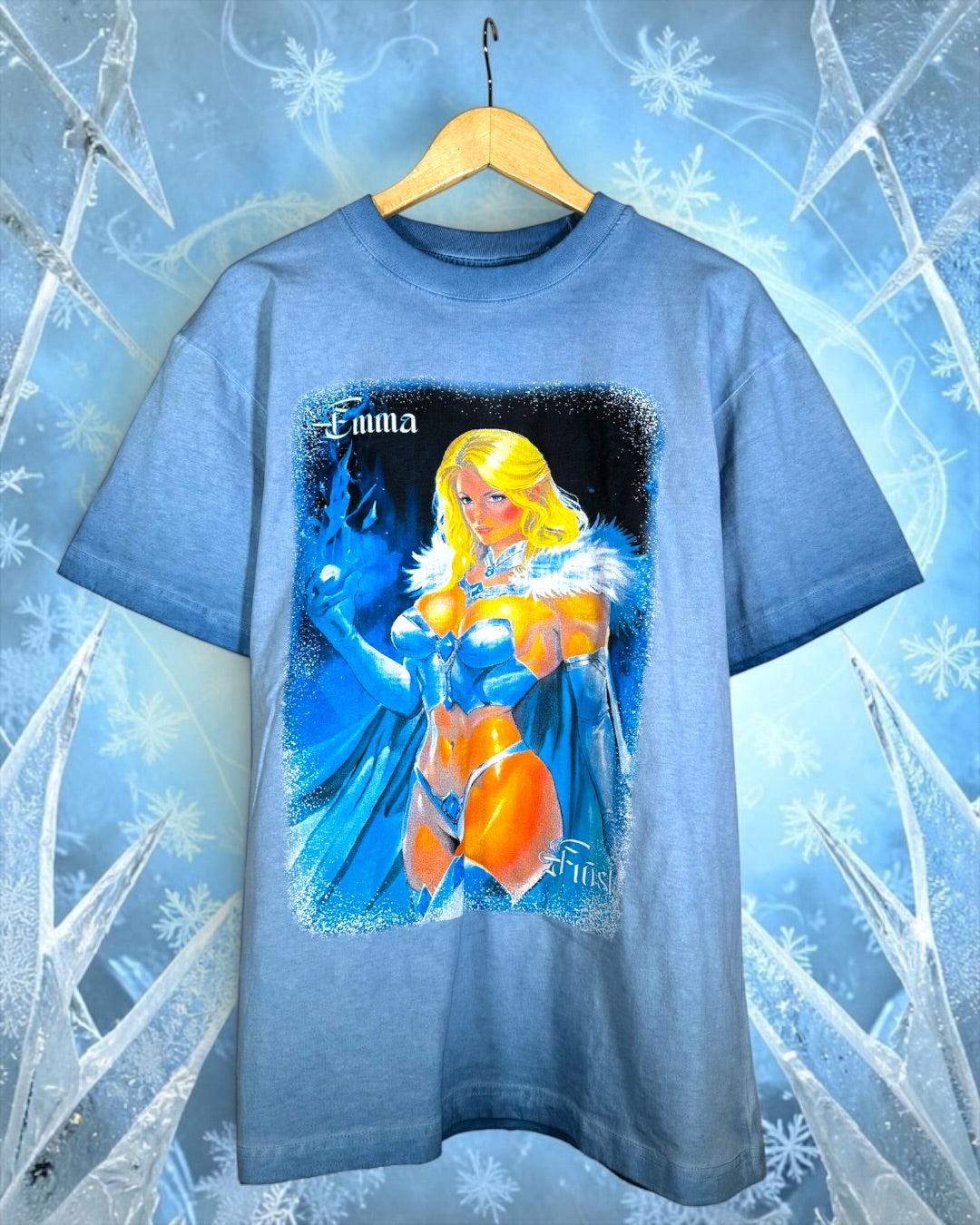 Blue Oil Wash - Emma Frost Front - Elektra Back - Shirt