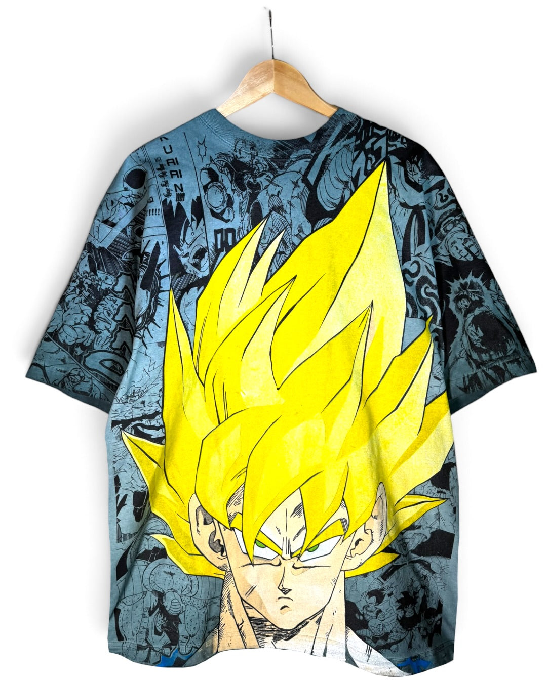 Teal Oil Wash - Goku Manga Panels Mega Print - Shirt
