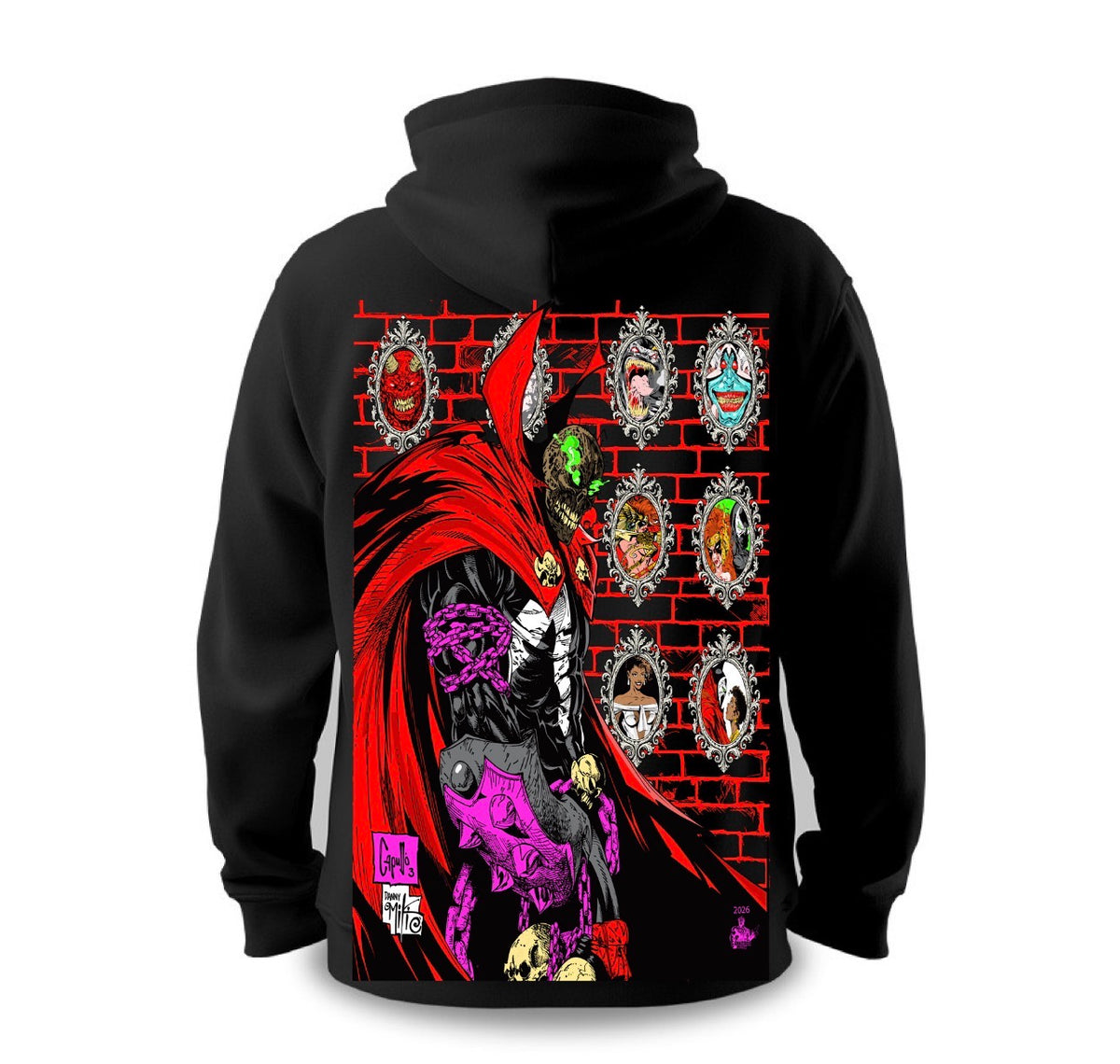Black Hoodie - Medieval Spawn Front - Spawn Pieces of Me Back