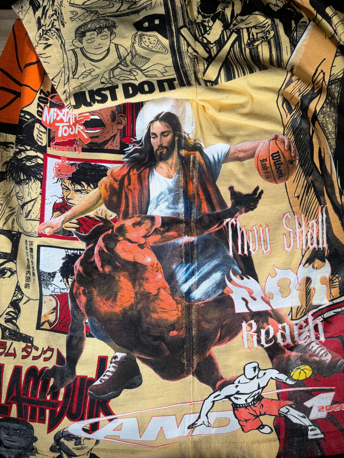 Super Cream - Slam Dunk Front Back - Thou Shall Not Reach Verse 6:16 Sides - 360 Shirt