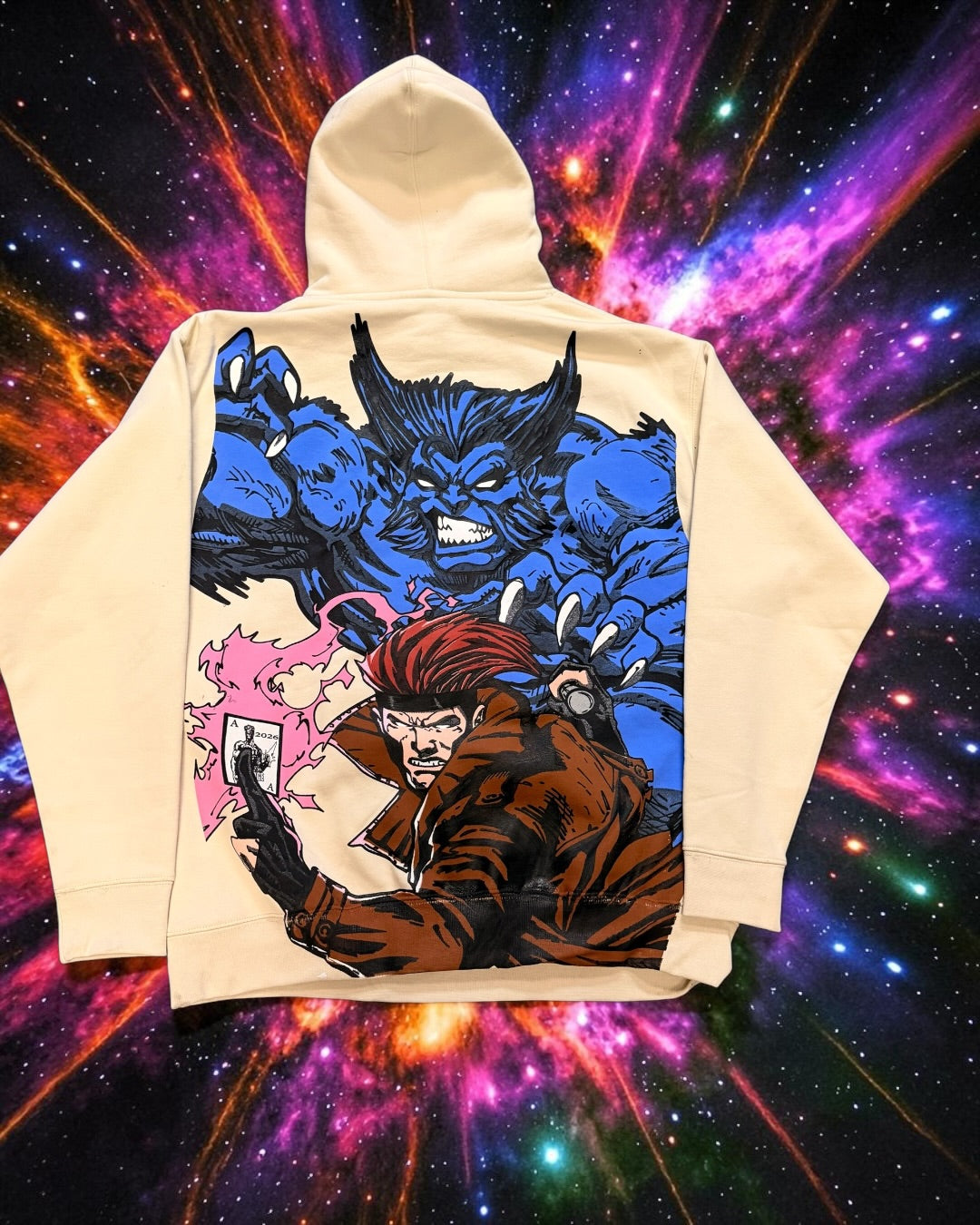 Cream Hoodie - X-Men Team Front & Beast & Gambit back
