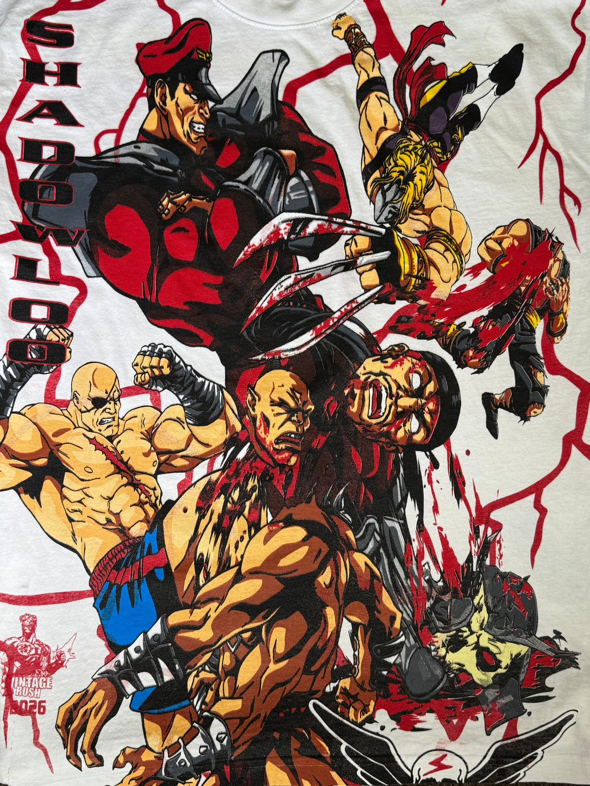 White with Red Lightning - Shadowloo Front - Ryu and Chun Li Back
