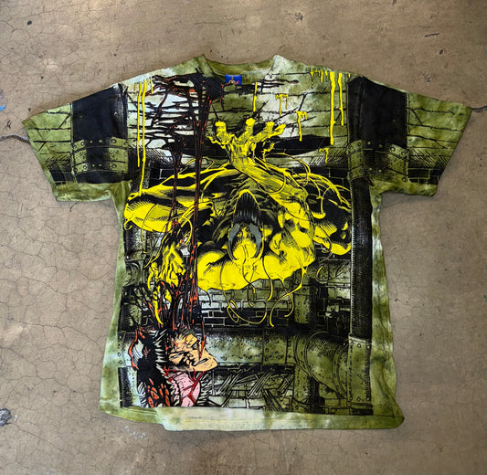 Green Tie dye - scream Mega print front & olive Venom back