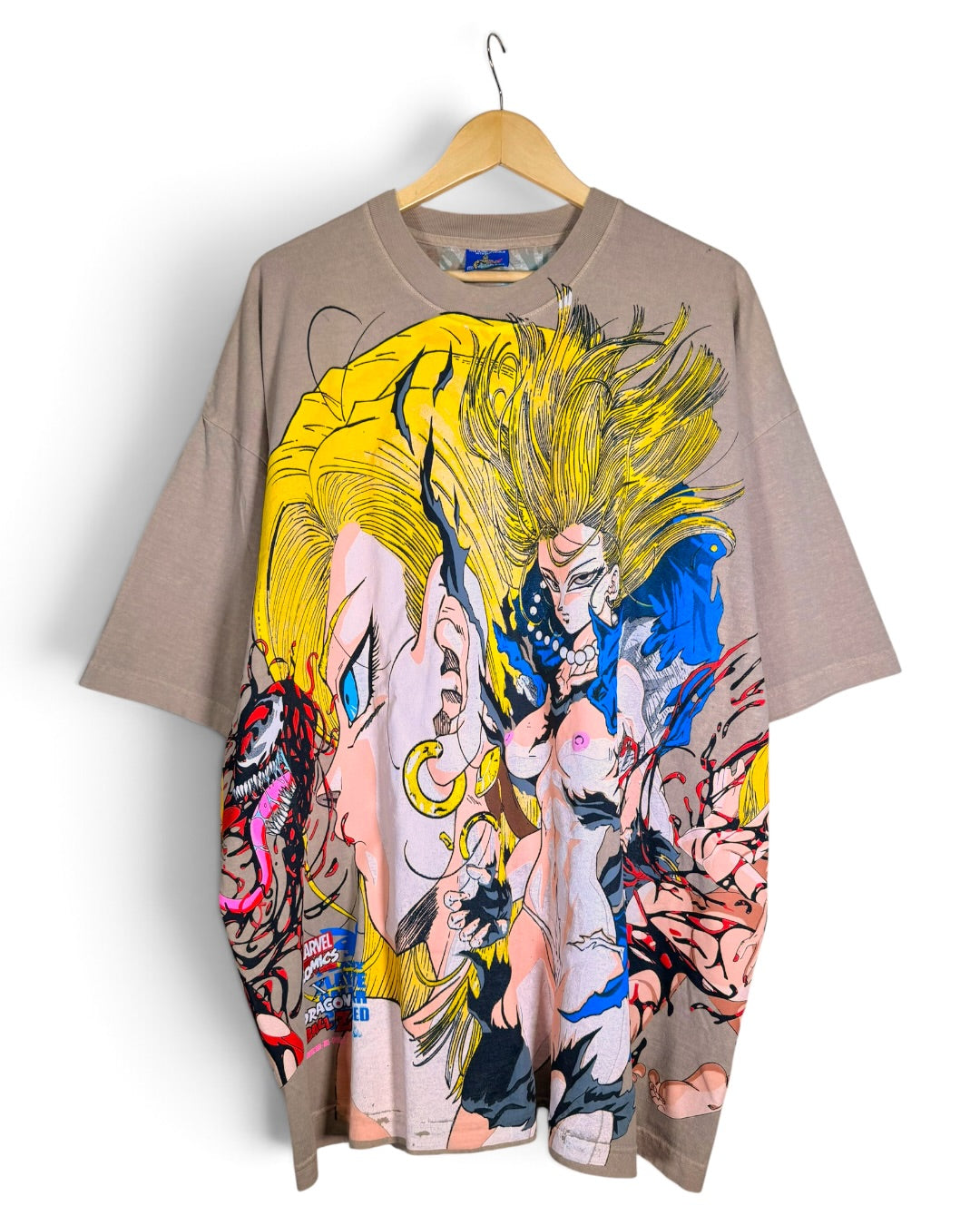 Tan - Android 18 Front - Bulma Back - Carnage x 18 Sides 360 Shirt