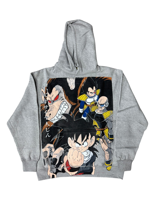 Gray-XLarge-Dragon Ball Z Saiyan Saga Villains Graphic Hoodie