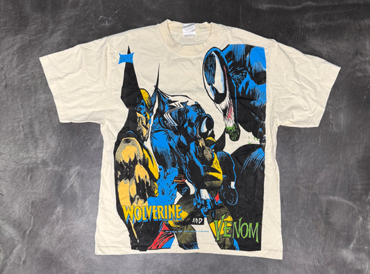 (Black Friday)-Cream- L- Wolverine vs Venom Front & Back